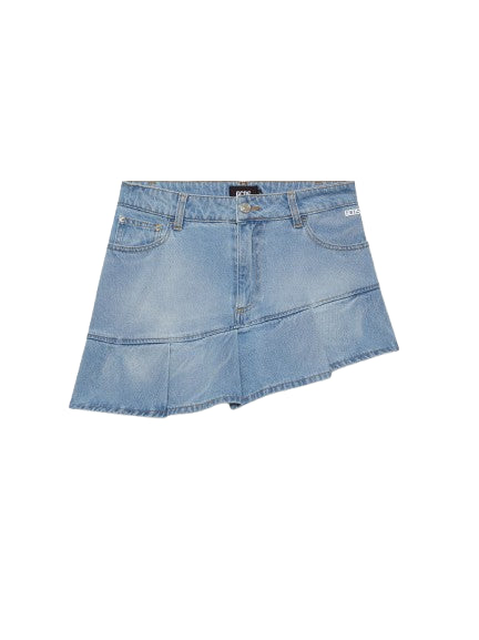 Gonna Corta Donna Gcds In Jeans Pleated Stone Washed