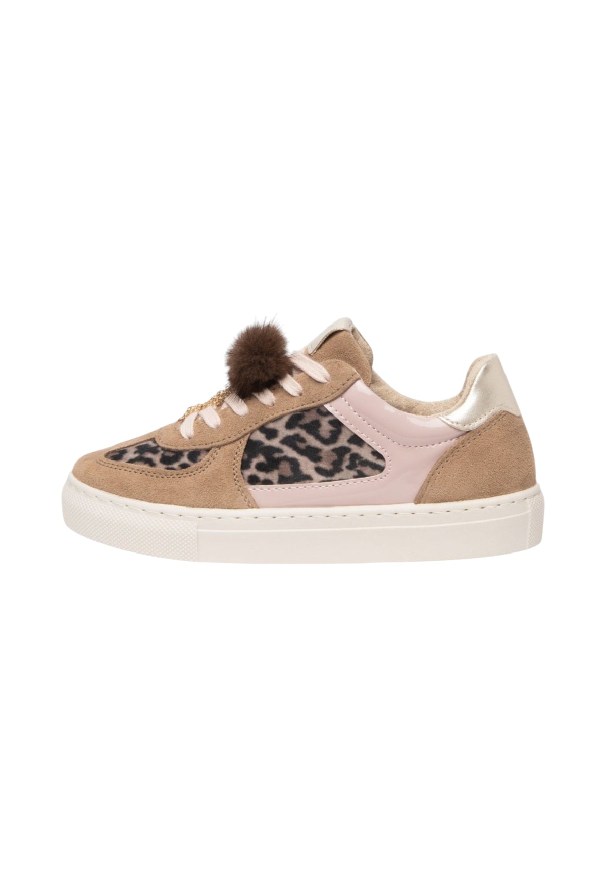 Sneakers Basse Donna Nero Giardini Tomaia in pelle scamosciata e tessuto, inserti animalier, dettagli laminati, pompon decorativo, suola in gomma, Made in Italy  I633721F