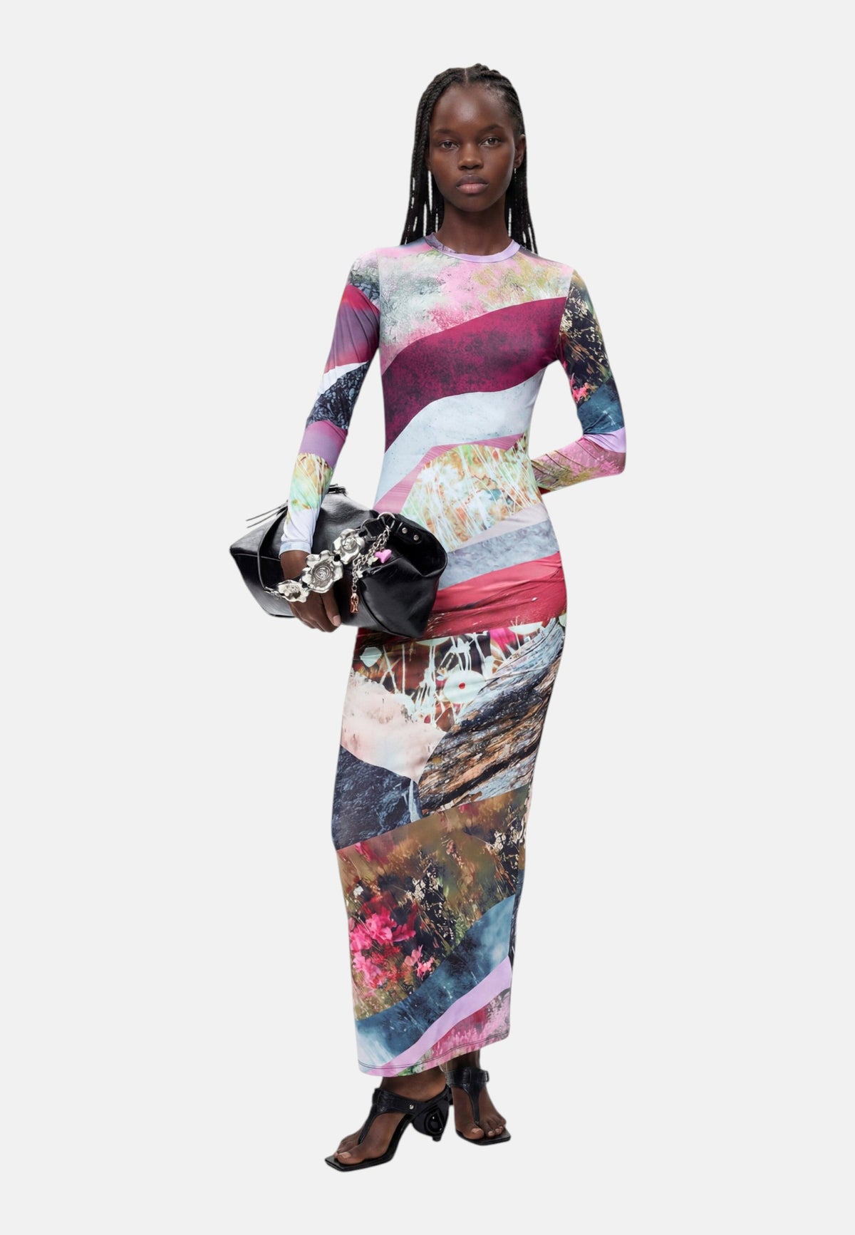 Vestito Lungo Donna Desigual Motivo astratto, Fit slim, Manica lunga, Orlo asimmetrico Helsinki 26WWVK31
