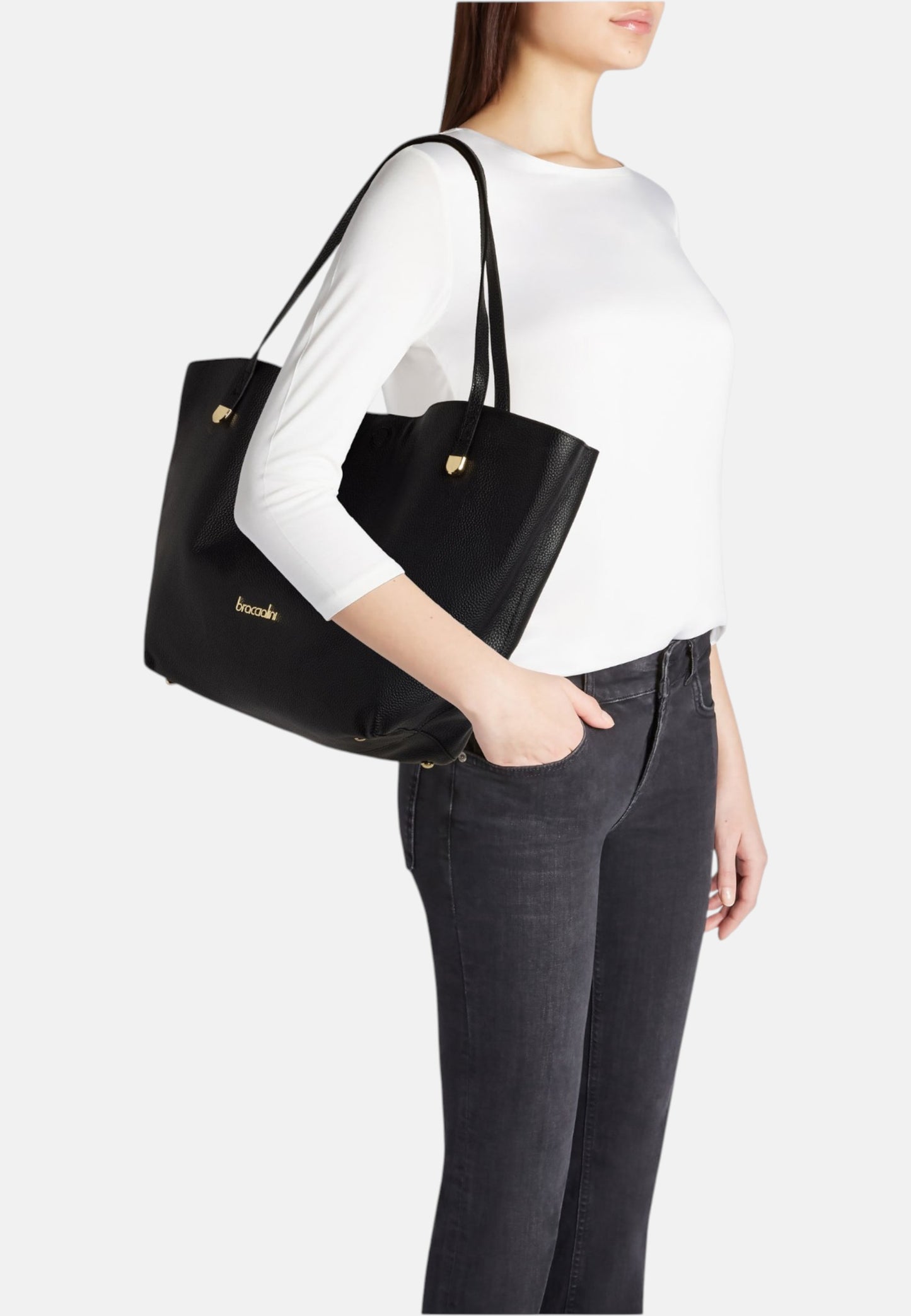 Borsa A Spalla Donna Braccialini Shopping In Pelle Ariel B19031PP