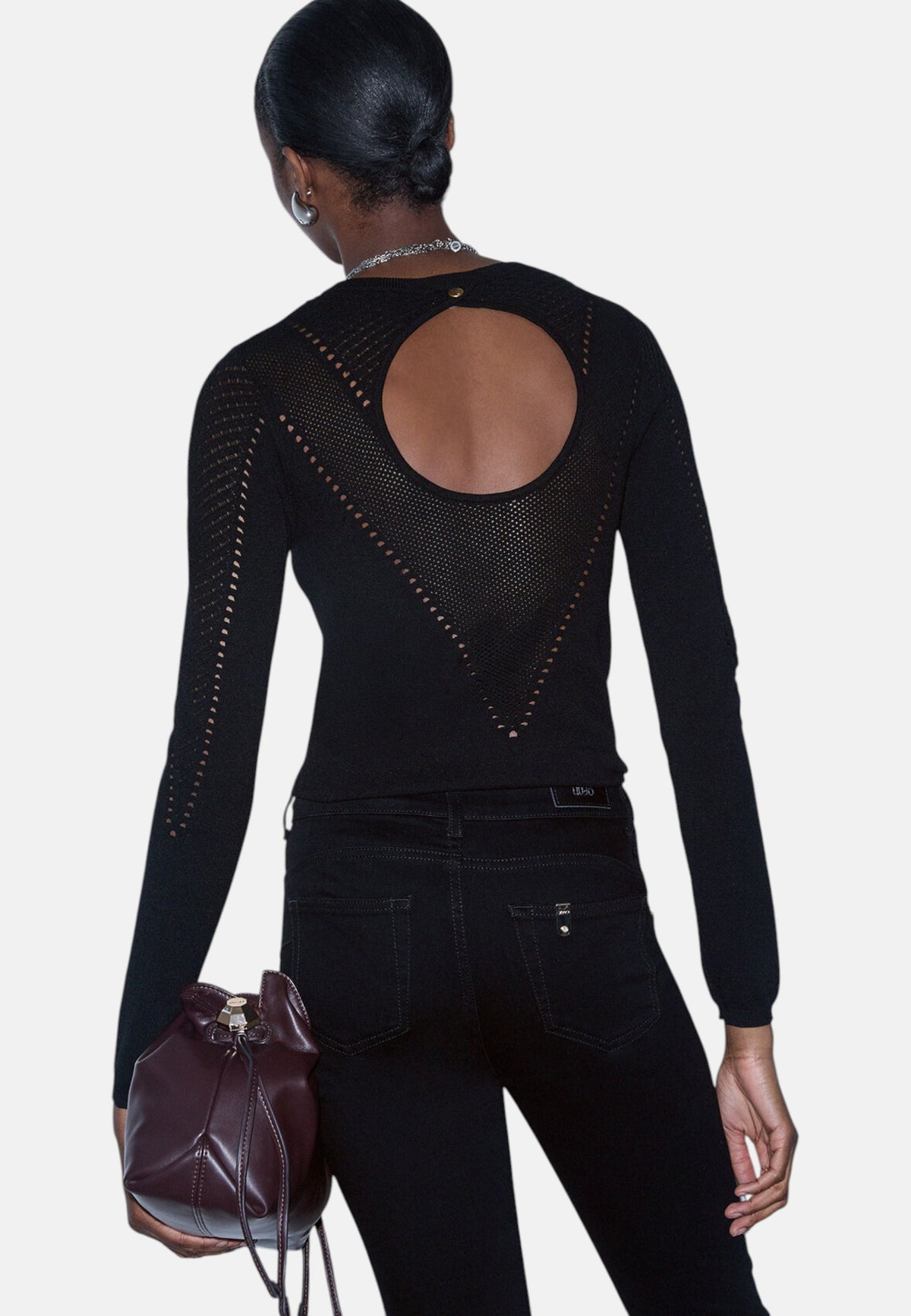 Maglia A Girocollo Donna Liu Jo Traforata Con Motivo Geometrico  WF6239MS99E