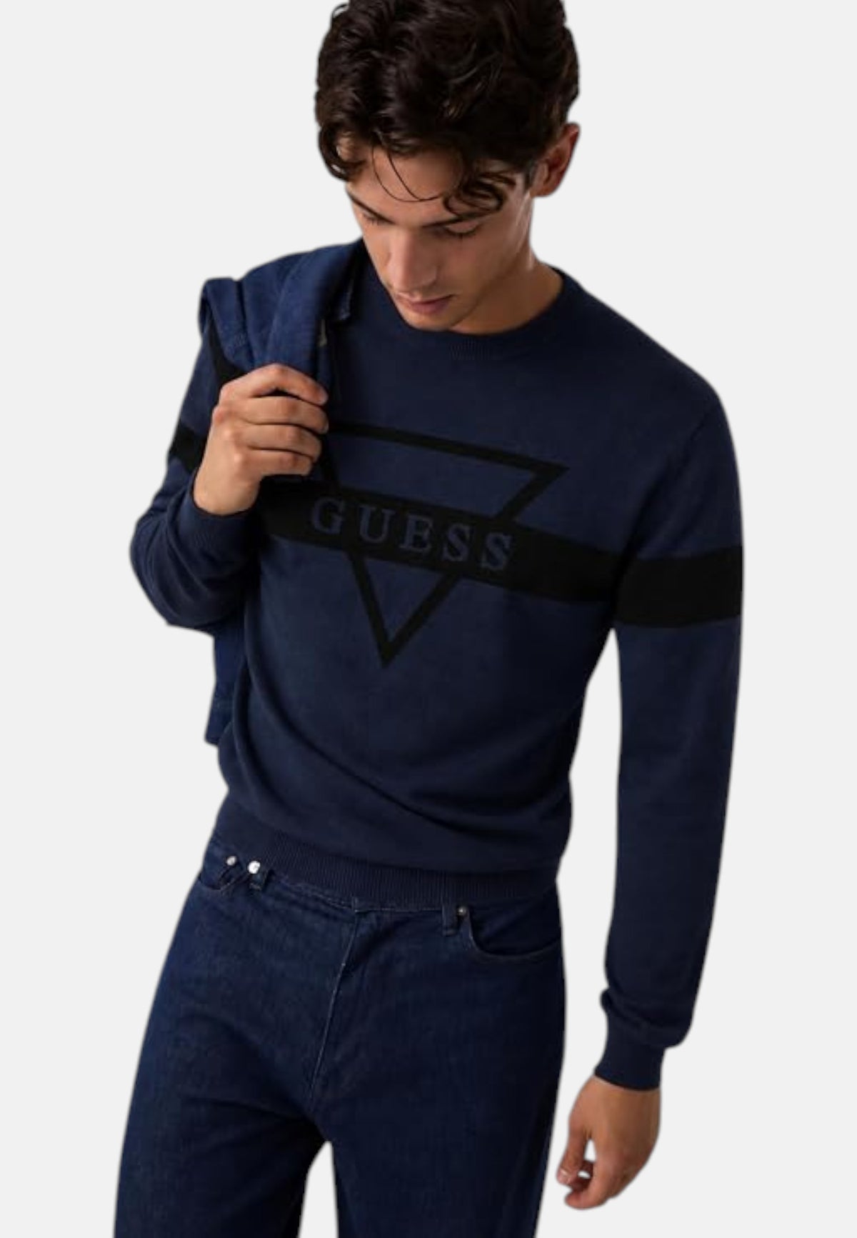 Maglione A Girocollo Uomo Guess Jacquard, Logo Mark M6YR09Z0914