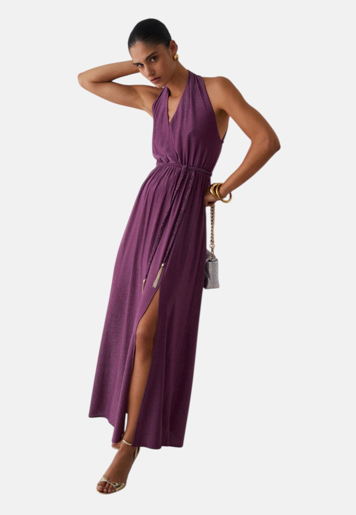 Vestito Lungo Donna Liu Jo In Lurex Con Spacco Eco Line CA6257JS006