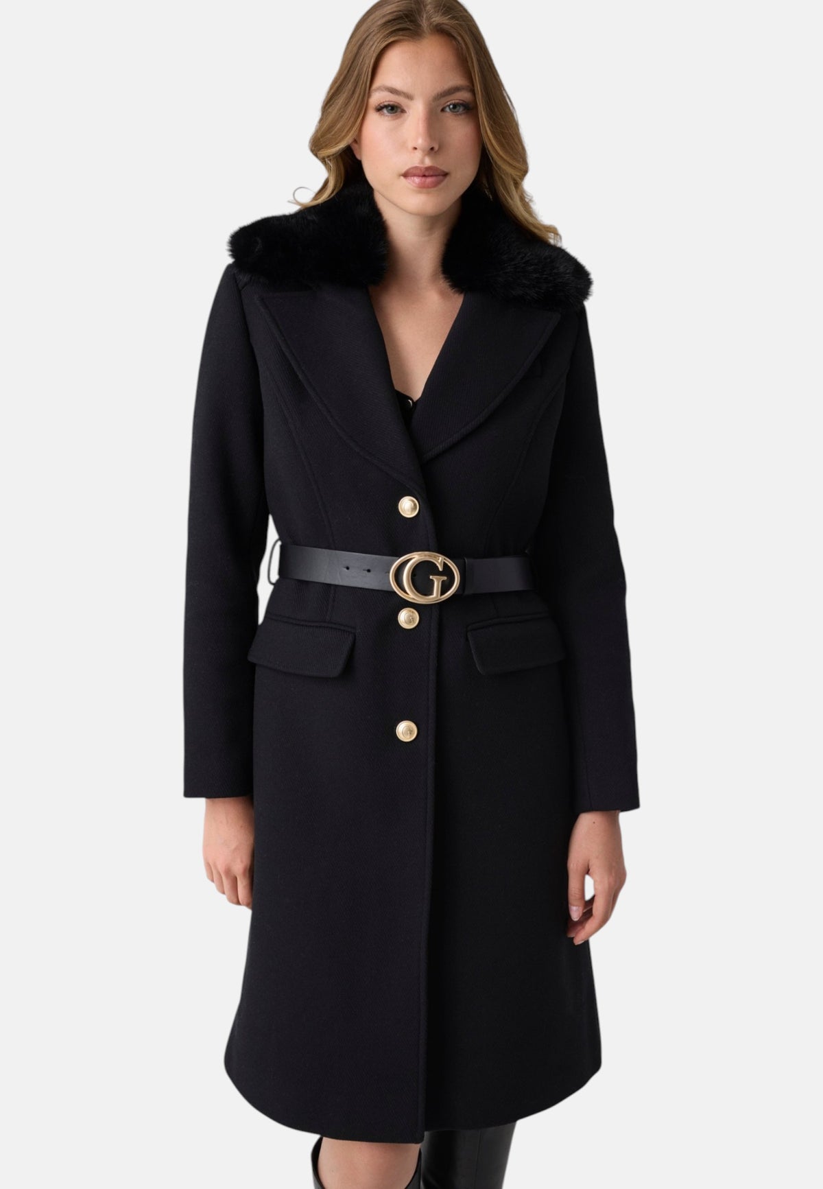 Cappotto  Donna Guess Con Cintura New Patrice W6BL40W4092