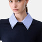Maglia A Girocollo Donna Liu Jo Con Colletto A Camicia A Contrasto  WF6452MA16R
