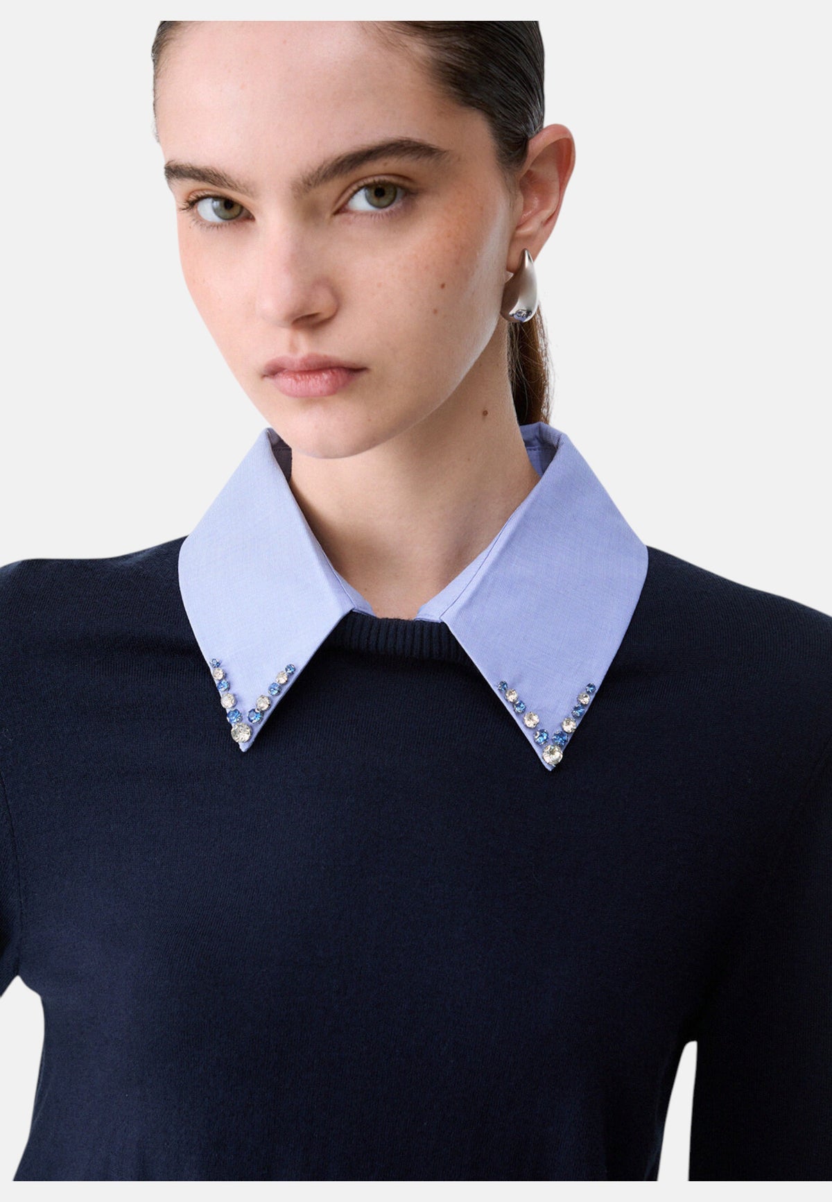 Maglia A Girocollo Donna Liu Jo Con Colletto A Camicia A Contrasto  WF6452MA16R