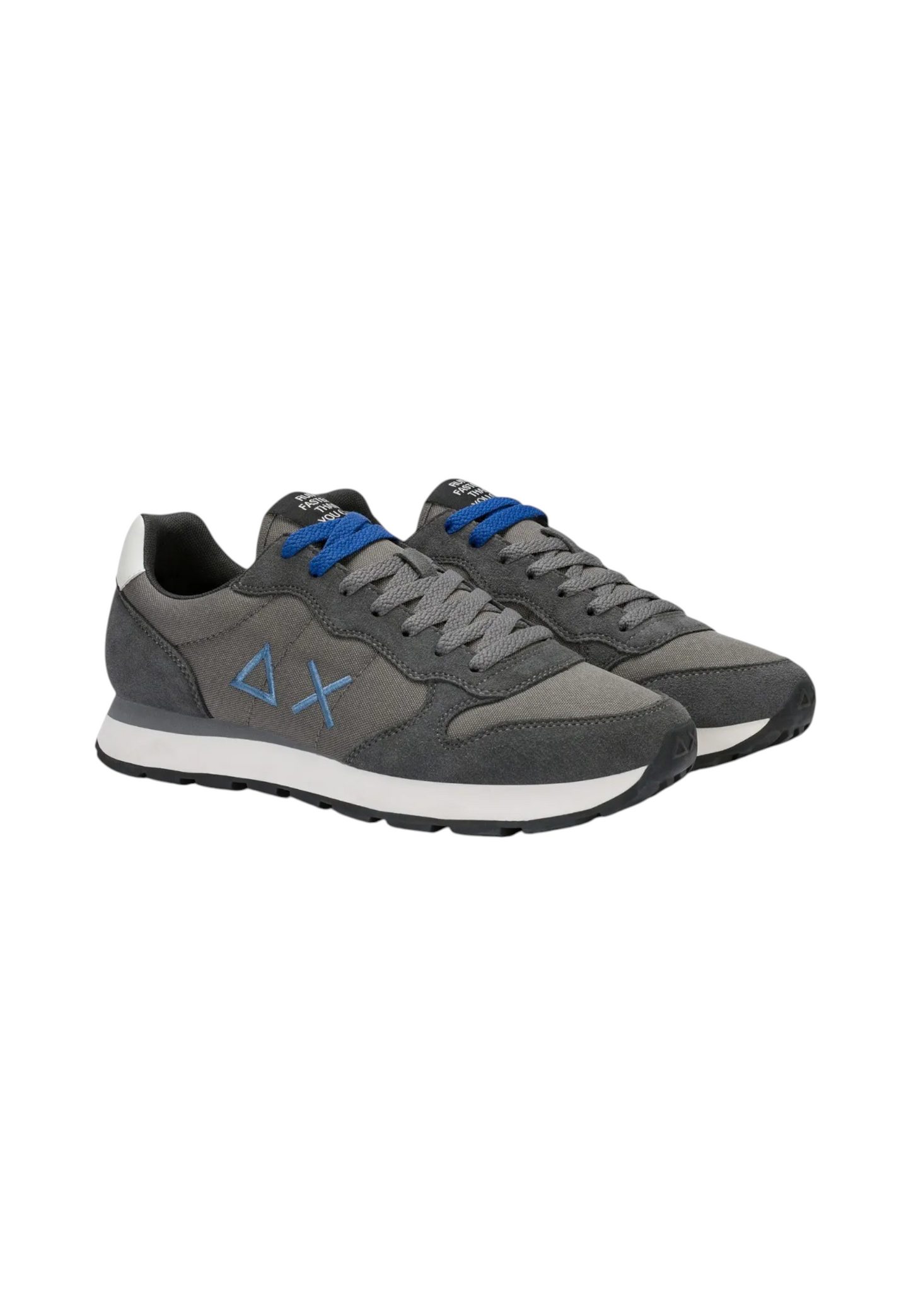 Sneakers Basse Uomo Sun68 Stile Running, Logo Ricamato, Nylon E Suede Tom Solid Z46101