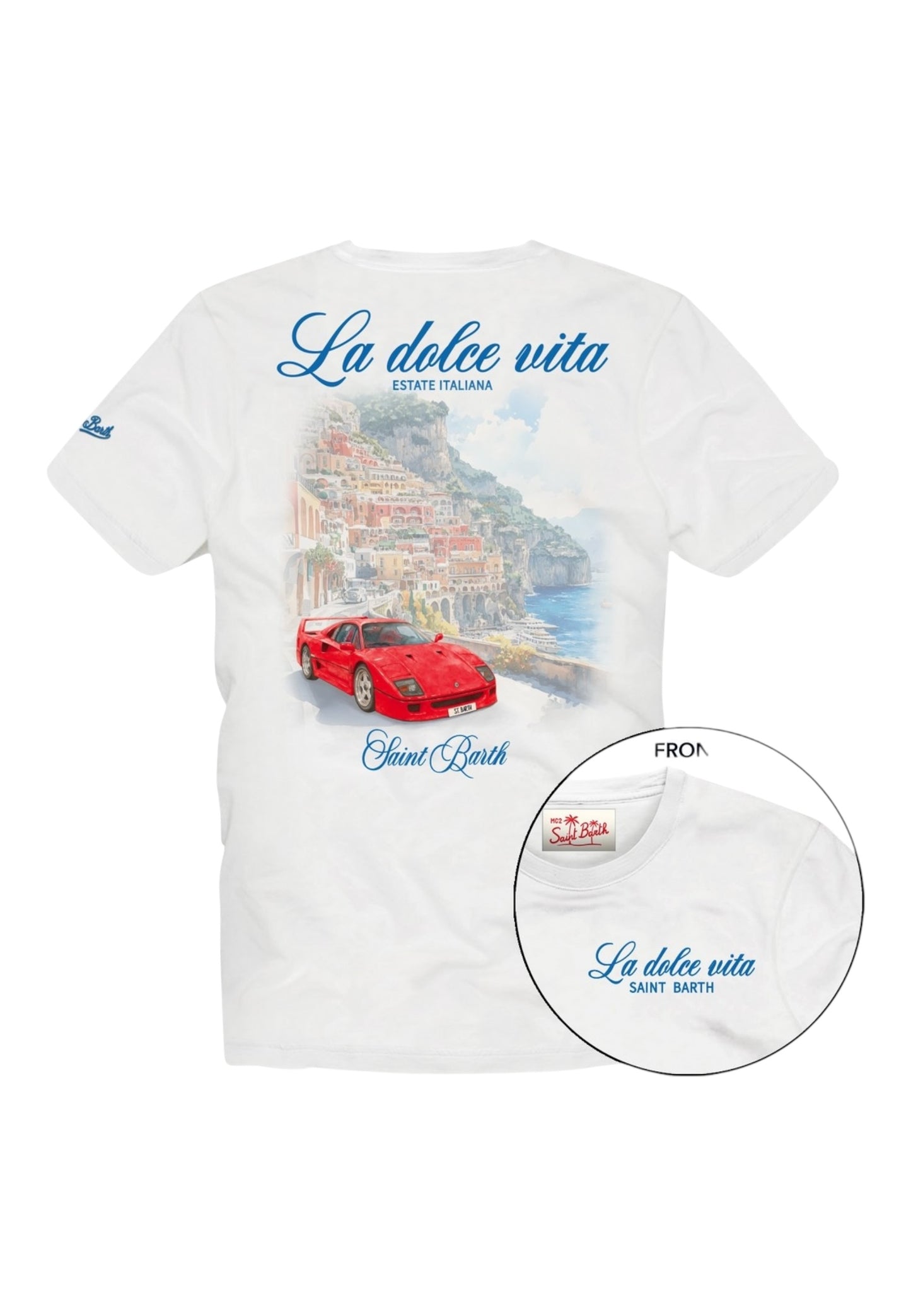 T-Shirt Manica Corta Uomo Mc2 Saint Barth Stampa/Ricamo Fronte E Retro Dolce Vita Estate Portland PRL0002