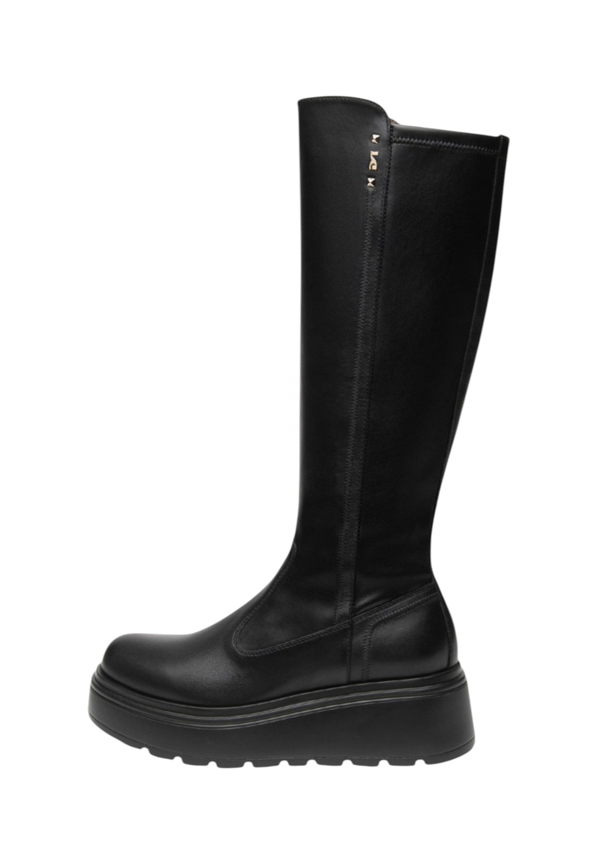 Stivali  Donna Nero Giardini Tomaia in pelle, gambale morbido, chiusura laterale con zip, punta tonda, suola platform, Made in Italy  I618113D