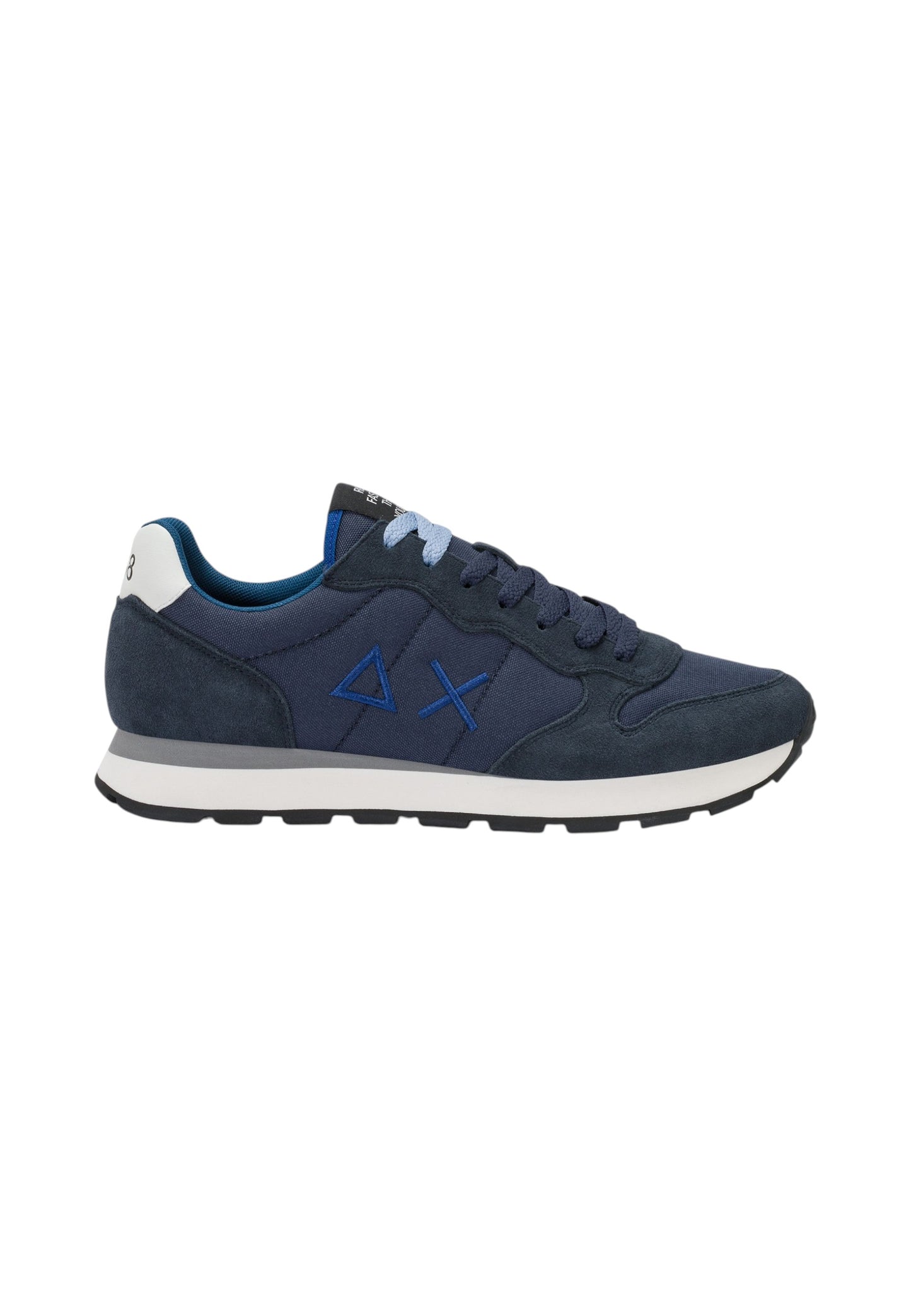 Sneakers Basse Uomo Sun68 Stile Running, Logo Ricamato, Nylon E Suede Tom Solid Z46101