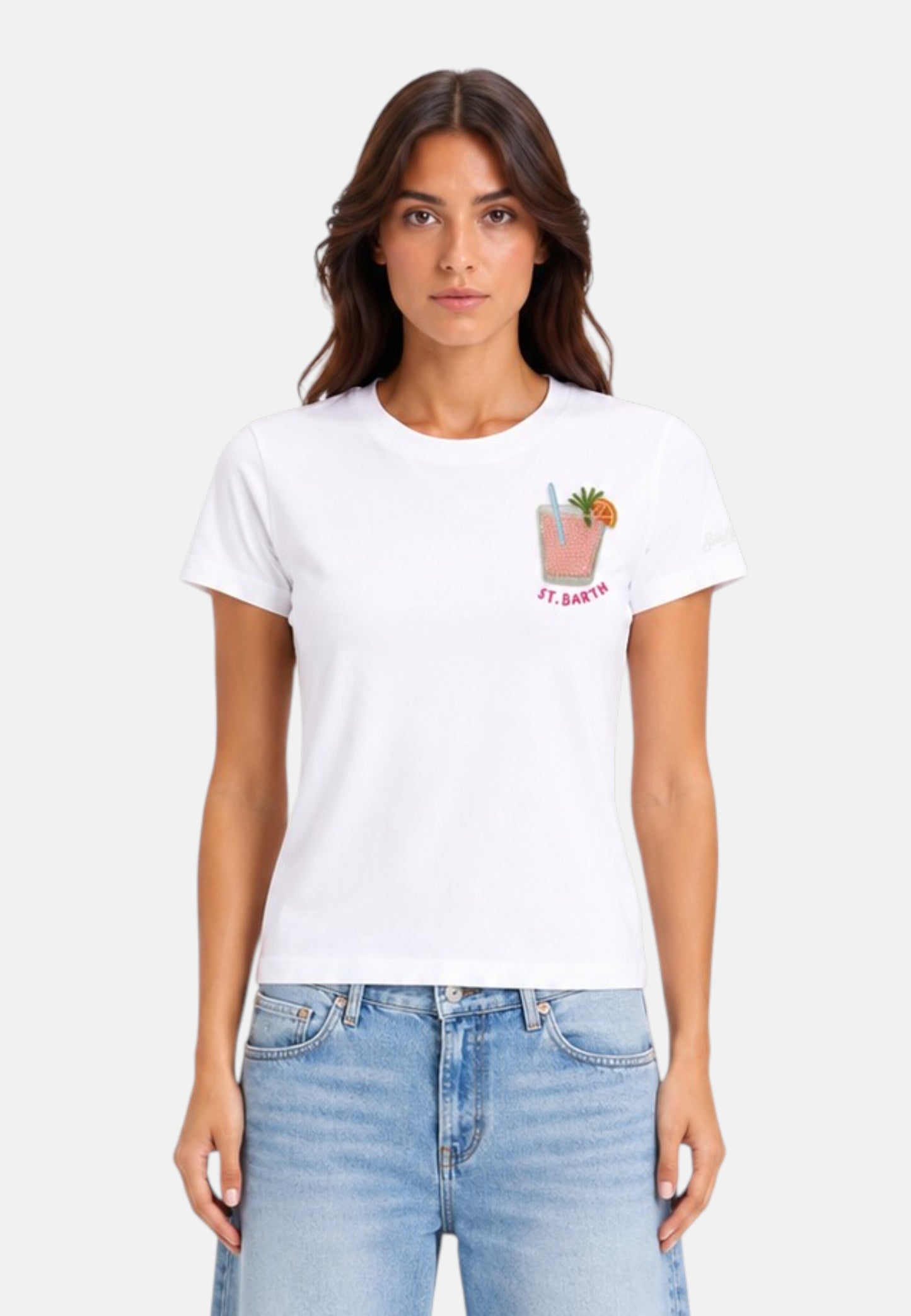 T-Shirt Manica Corta Donna Mc2 Saint Barth Sb Paloma Beads Emb Emilie EMI0001