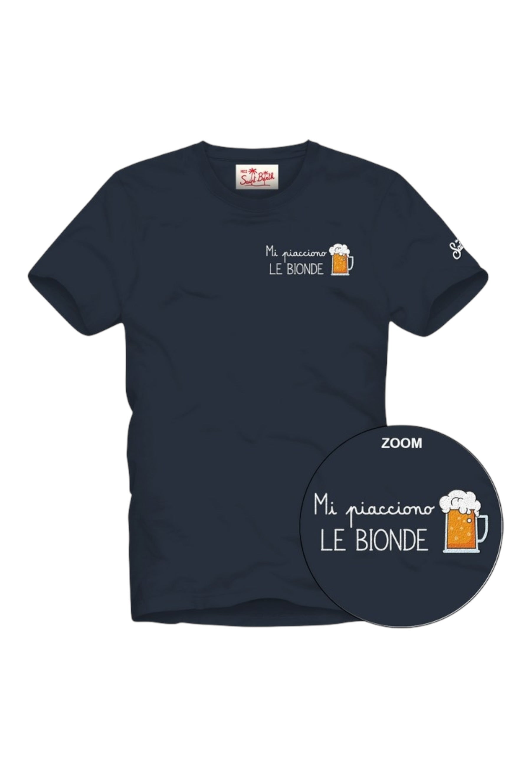 T-Shirt Manica Corta Uomo Mc2 Saint Barth Stampa E/O Ricamo Frontale Birre Bionde Portofino POT0001