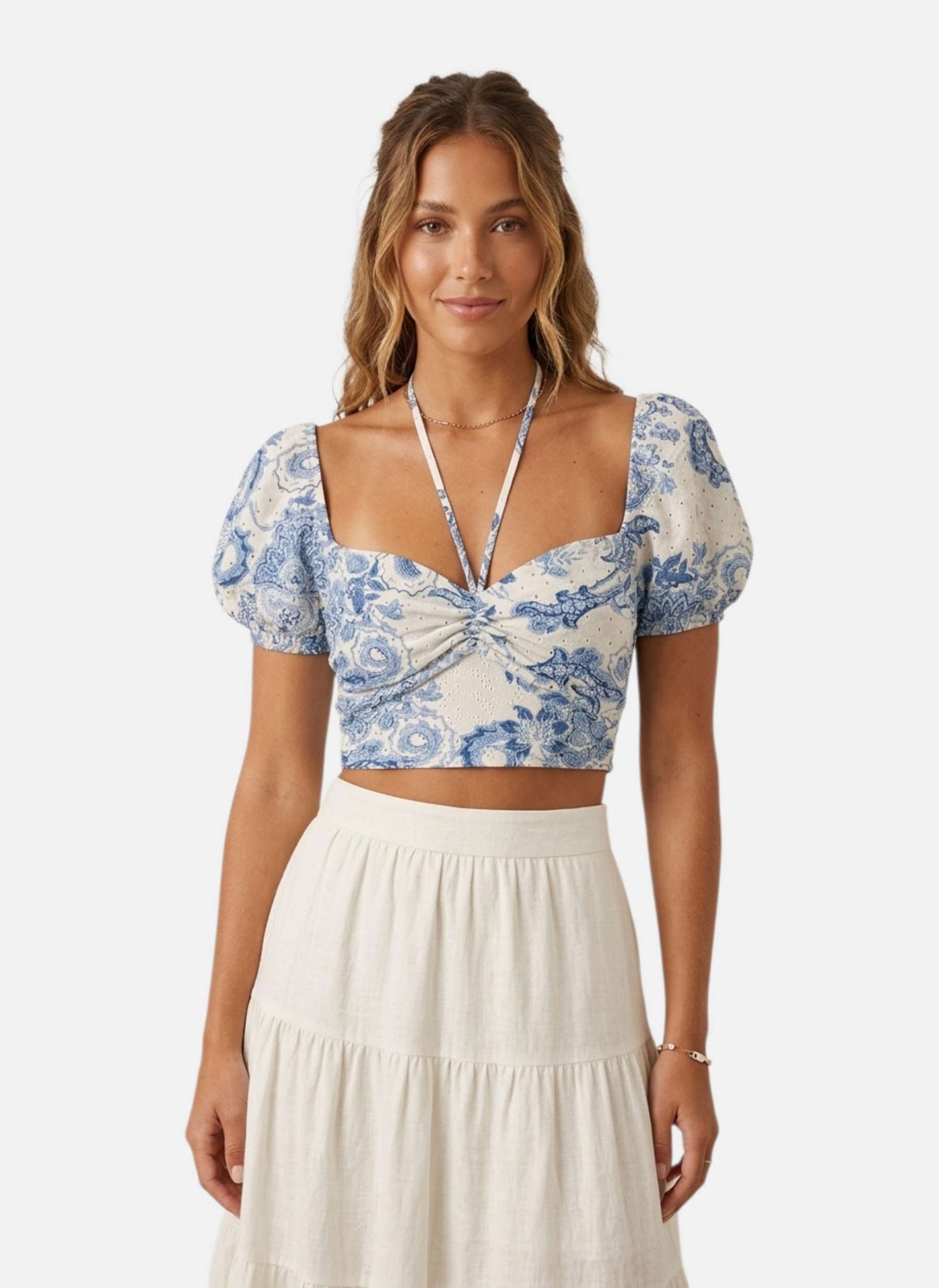 Top Manica Corta Donna Guess  Aini Cropped W3GP16KALQ0