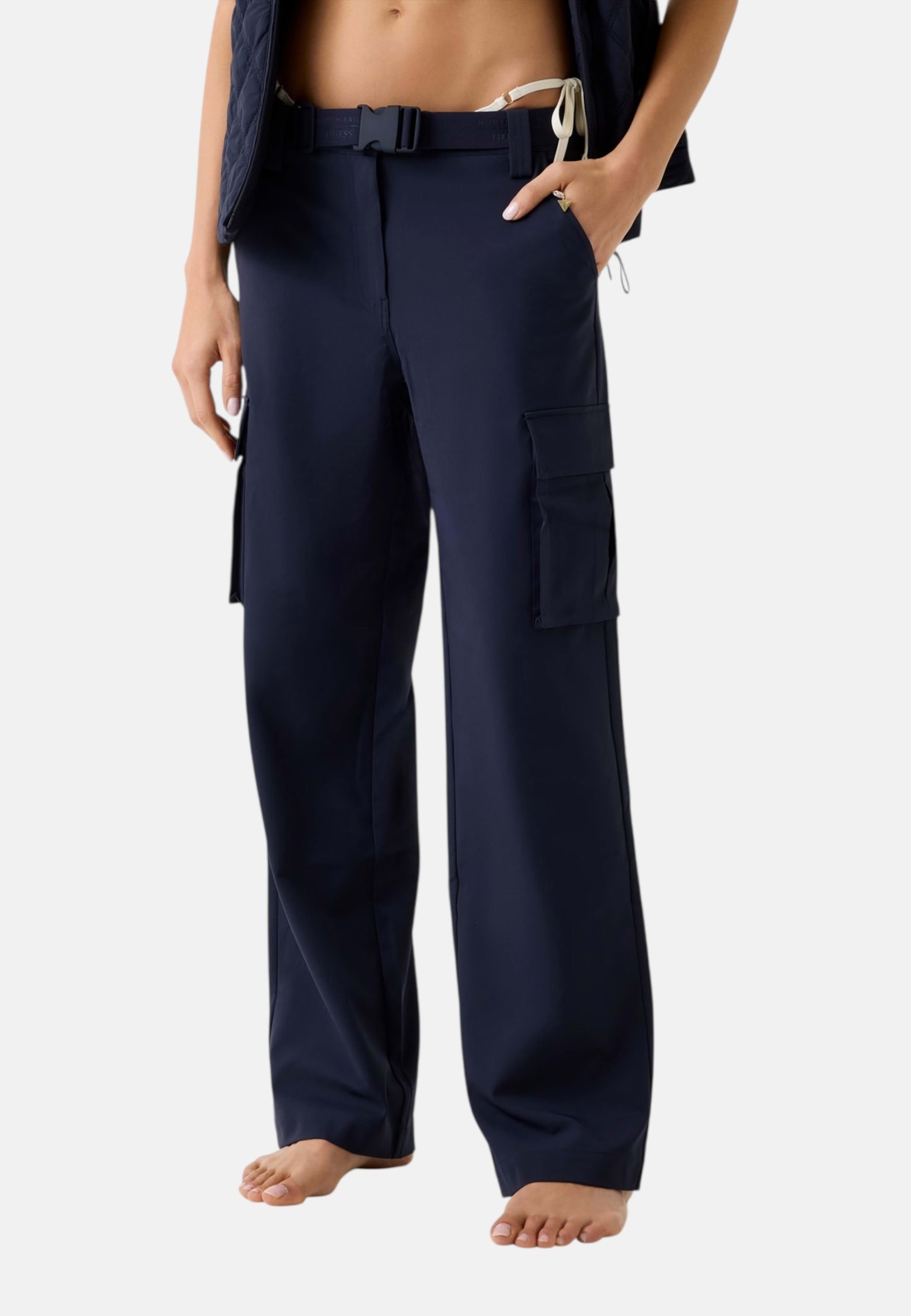 Pantaloni Cargo Donna Guess Straight Leg Guessxns Long W6GB01W1416