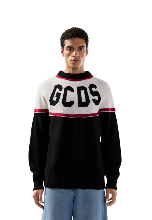 Maglione Collo A Lupetto Uomo Gcds  Stripes Logo B2CM1514KI9