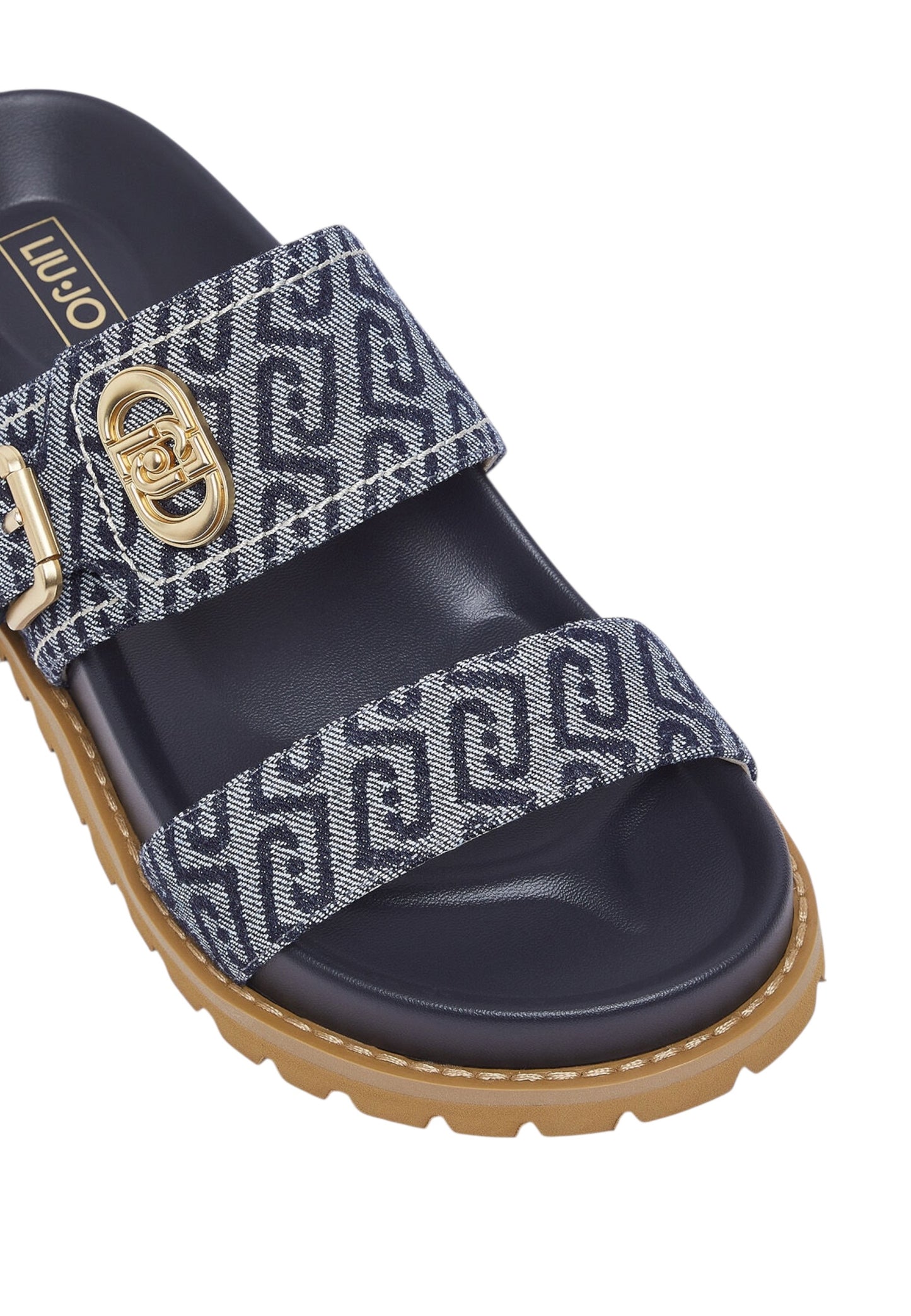 Ciabatte  Donna Liu Jo A Doppia Fascia In Denim Monogram Livia 02 SA6109TX523