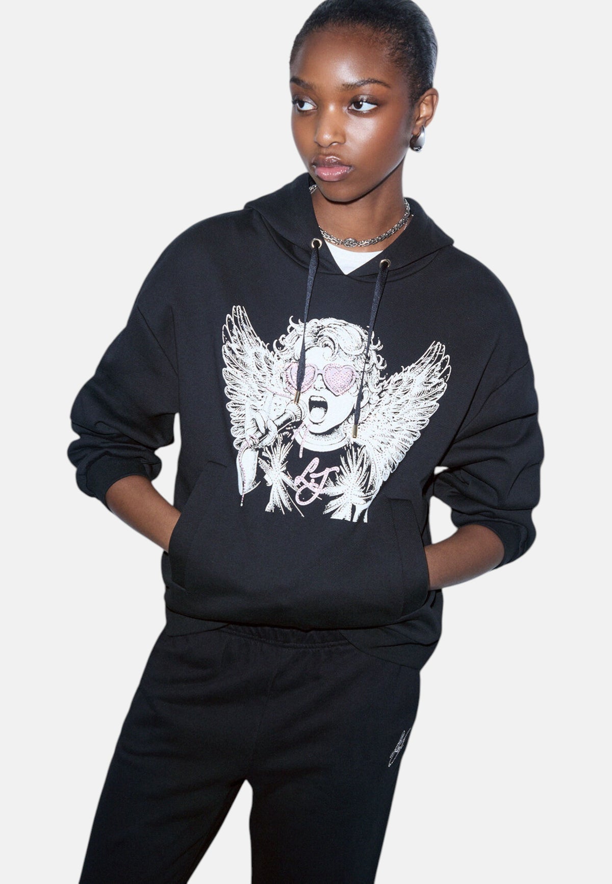Felpa Con Cappuccio Donna Liu Jo Rock Angel  TF6275F0333