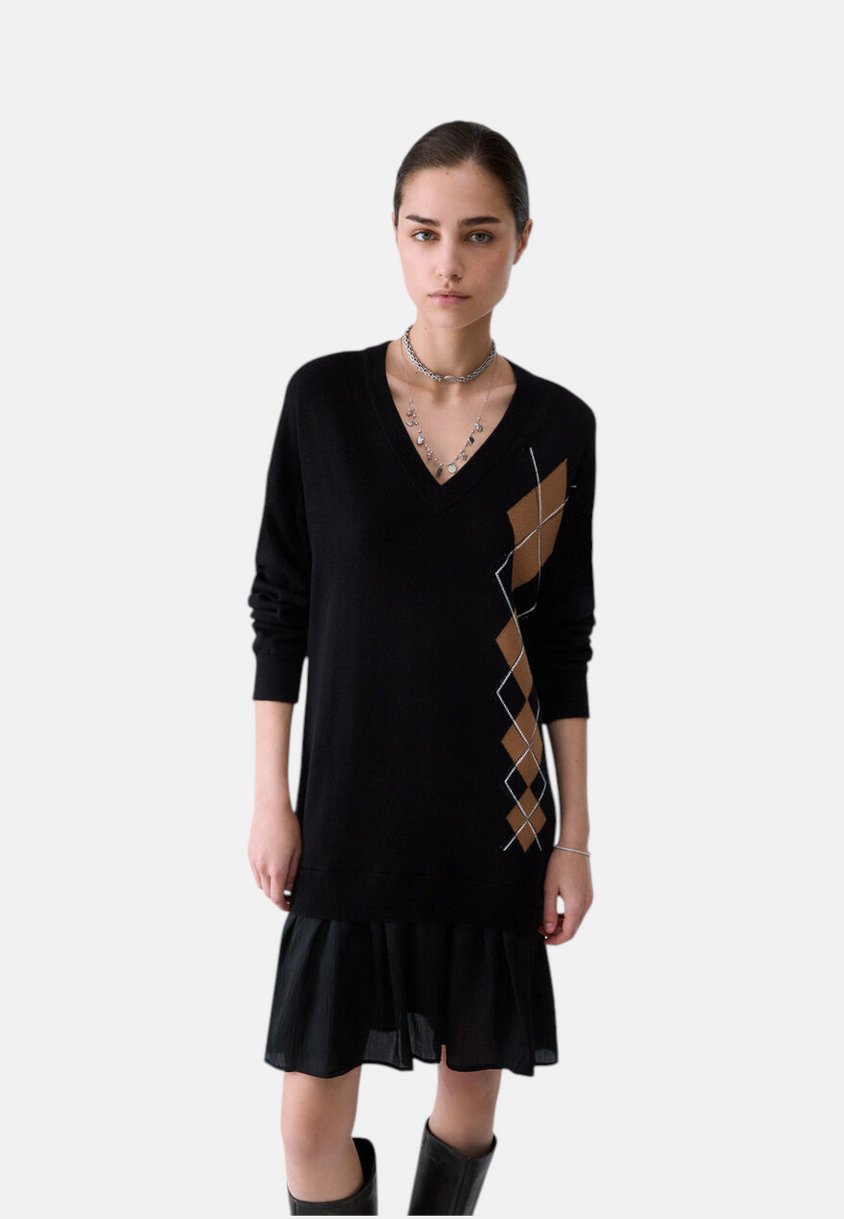 Vestito Corto Donna Liu Jo In Maglia Con Intarsio  WF6232MA16R