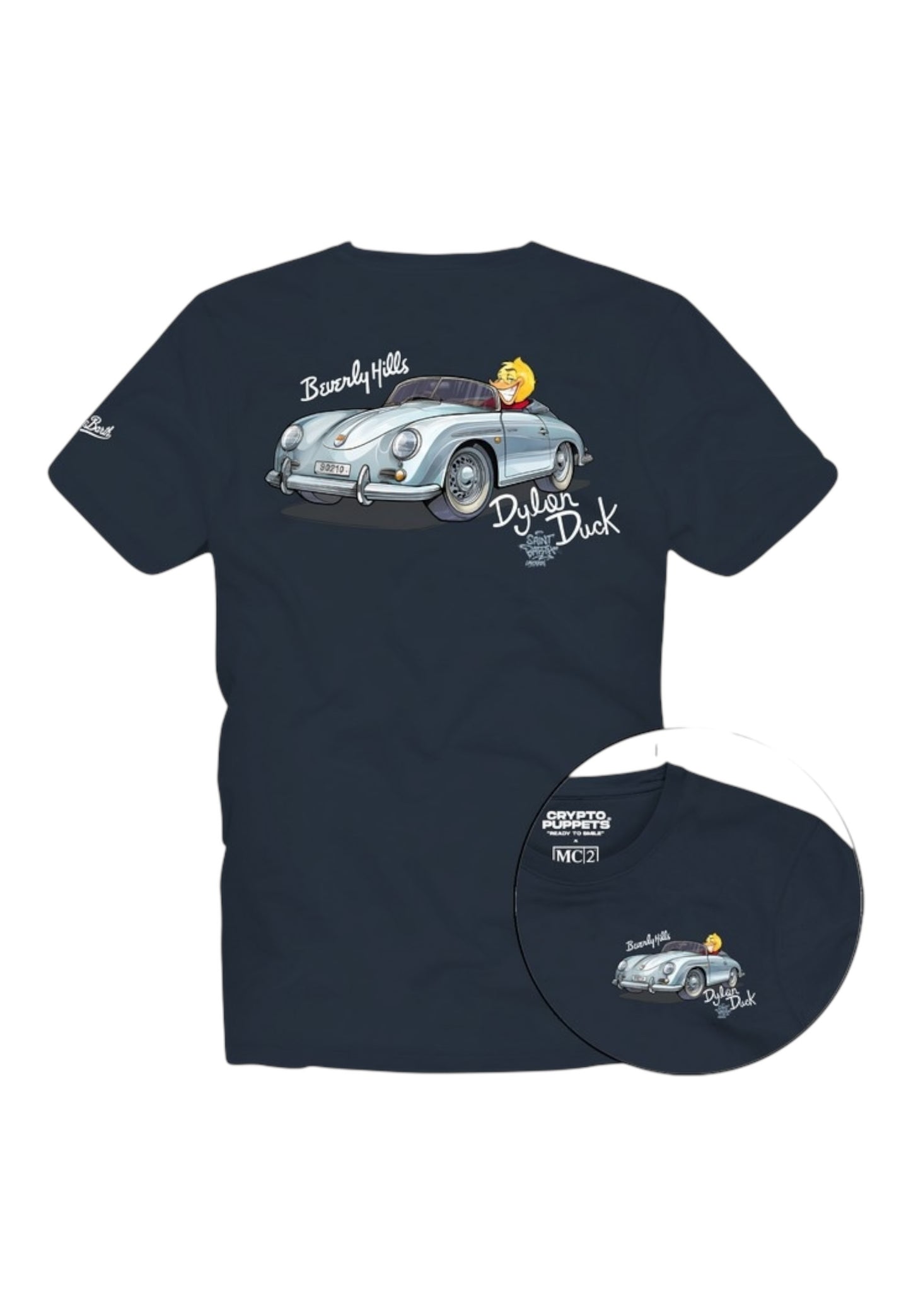 T-Shirt Manica Corta Uomo Mc2 Saint Barth Stampa/Ricamo Fronte E Retro Cpt Dylan Duck Portland PRL0002