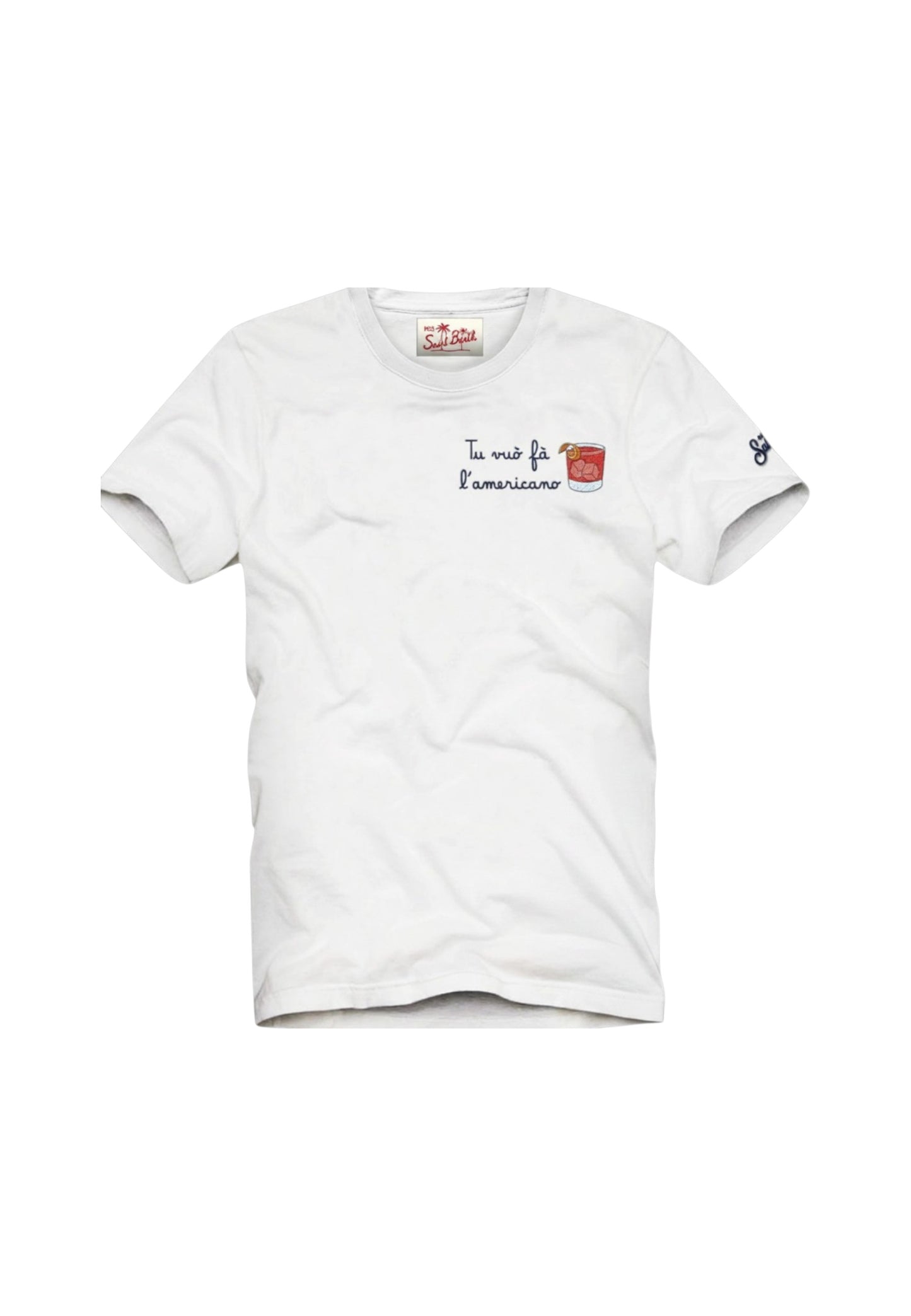 T-Shirt Manica Corta Uomo Mc2 Saint Barth Stampa E/O Ricamo Frontale Americano Portofino POT0001