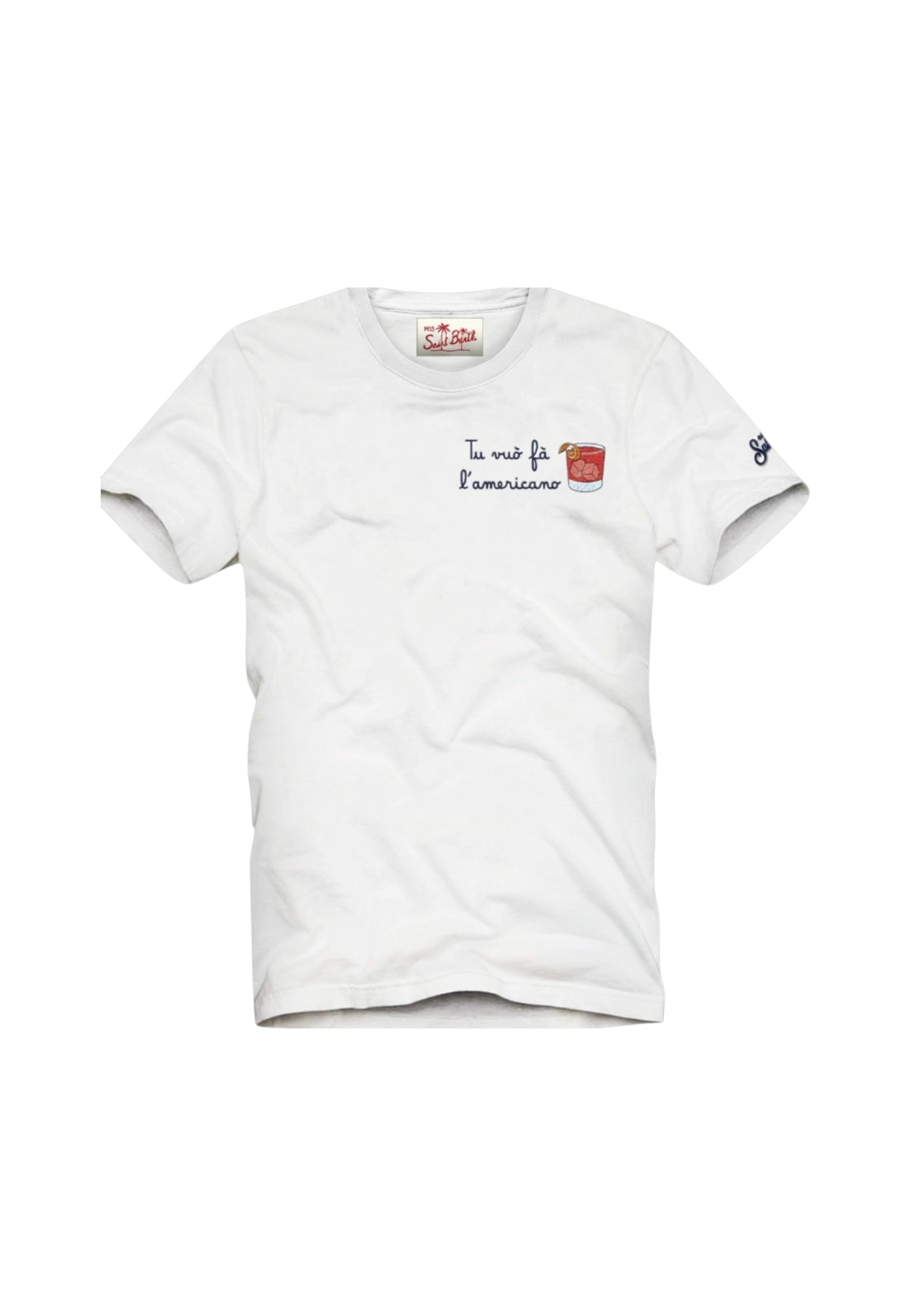 T-Shirt Manica Corta Uomo Mc2 Saint Barth Stampa E/O Ricamo Frontale Americano Portofino POT0001