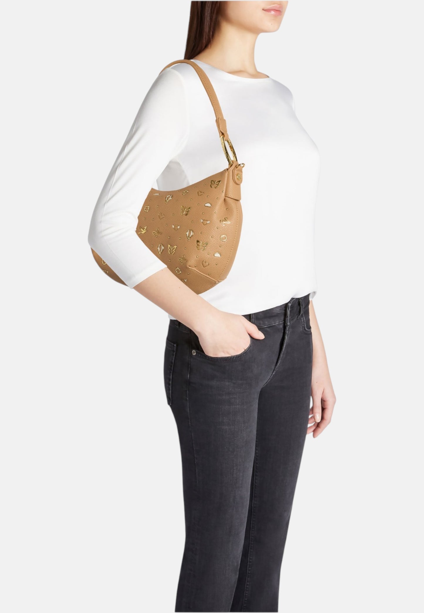 Borsa A Spalla Donna Braccialini Mezzaluna Con Tracolla Beth Strass B18882YY