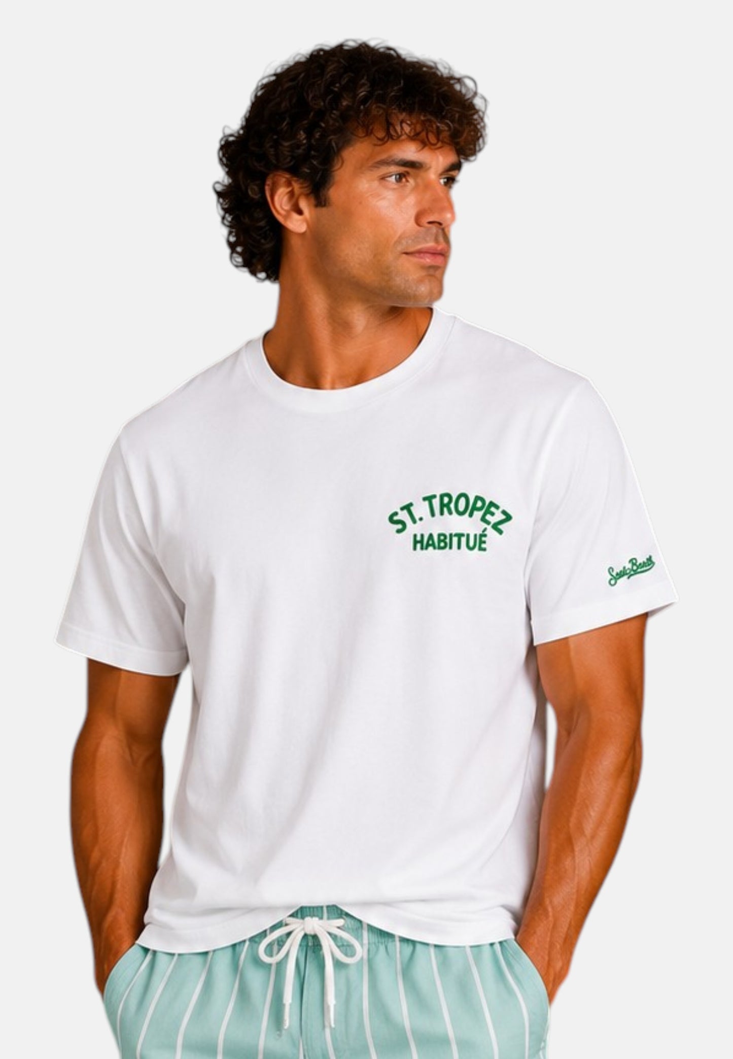 T-Shirt Manica Corta Uomo Mc2 Saint Barth Stampa/Ricamo Fronte E Retro Scrooge St Tropez Portland PRL0002
