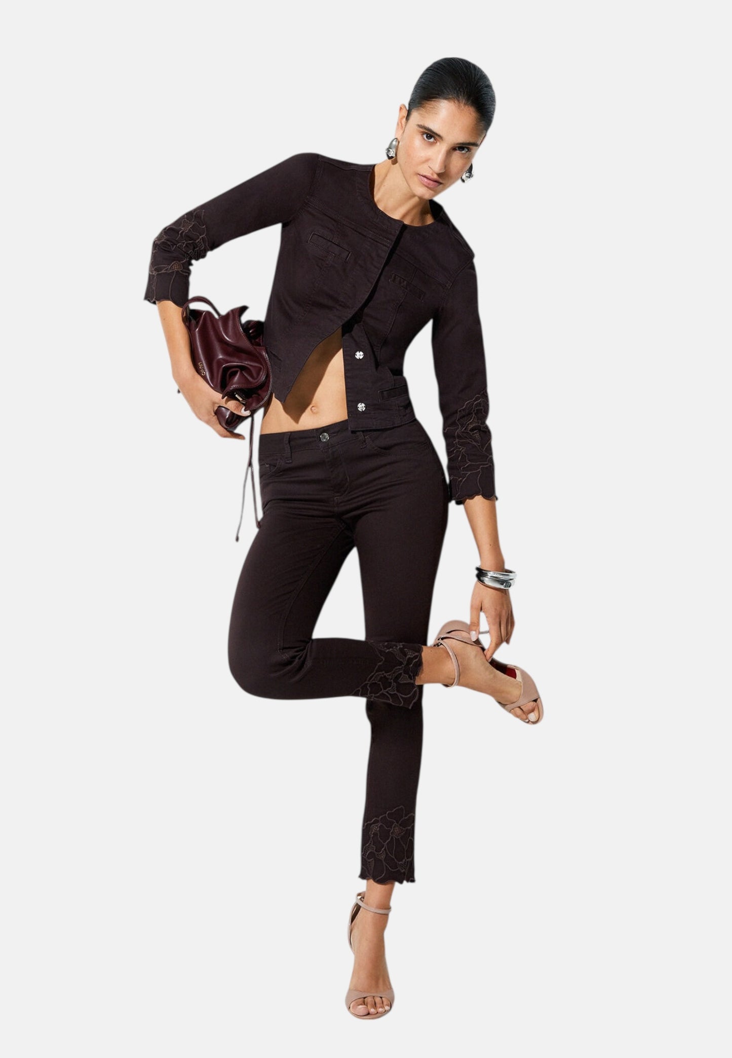 Pantaloni Skinny Fit Donna Liu Jo Con Ricamo Sangallo Vita Regolare Ideal WA6260T367A