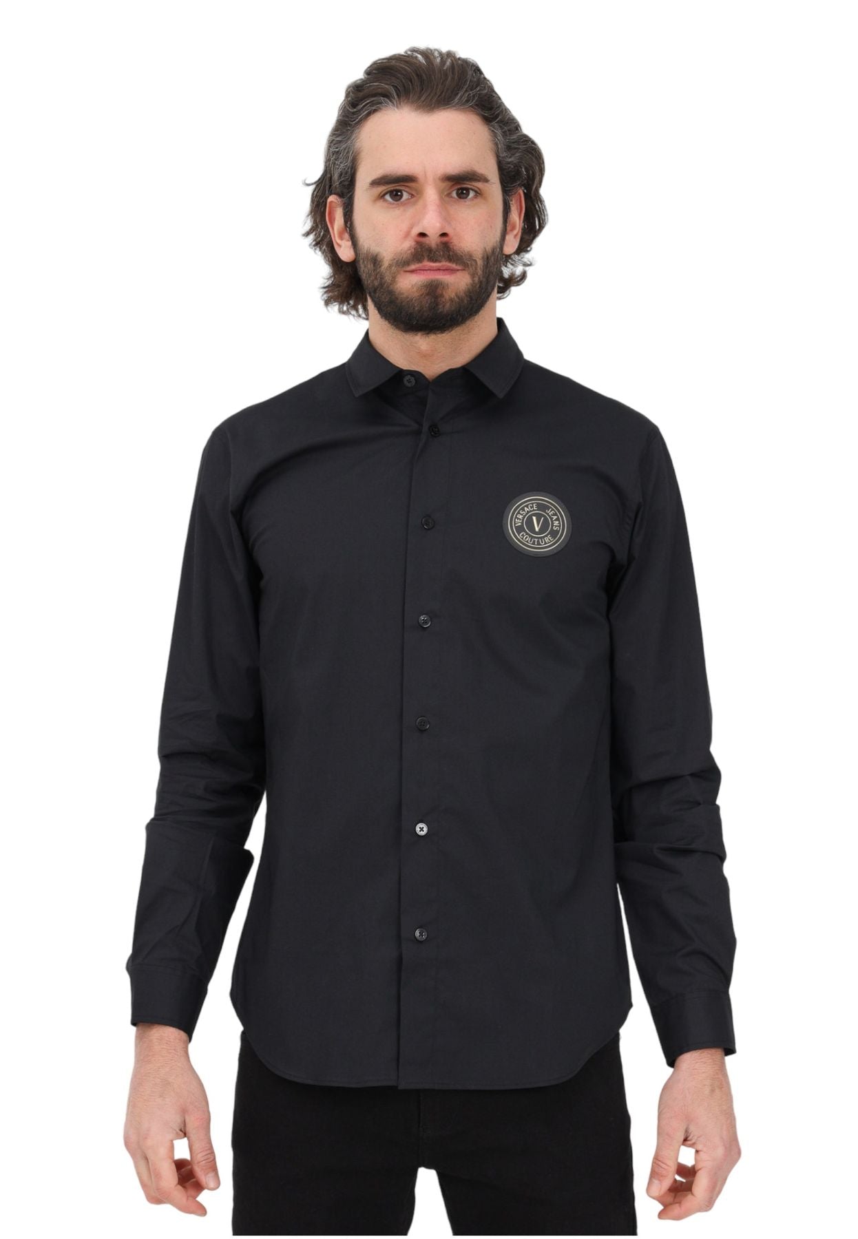 Camicia Manica lunga Uomo Versace Jeans Couture  Stampa Patch V-Emb Gold 74GALYS2CN001
