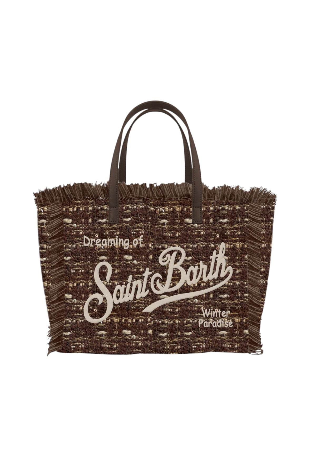 Borsa A Spalla Donna Mc2 Saint Barth Logo Sul Davanti, Doppi Manici, Bordo Sfrangiato, Il Logo Saint Barth Sul Davanti Colette Tweed N COL0050