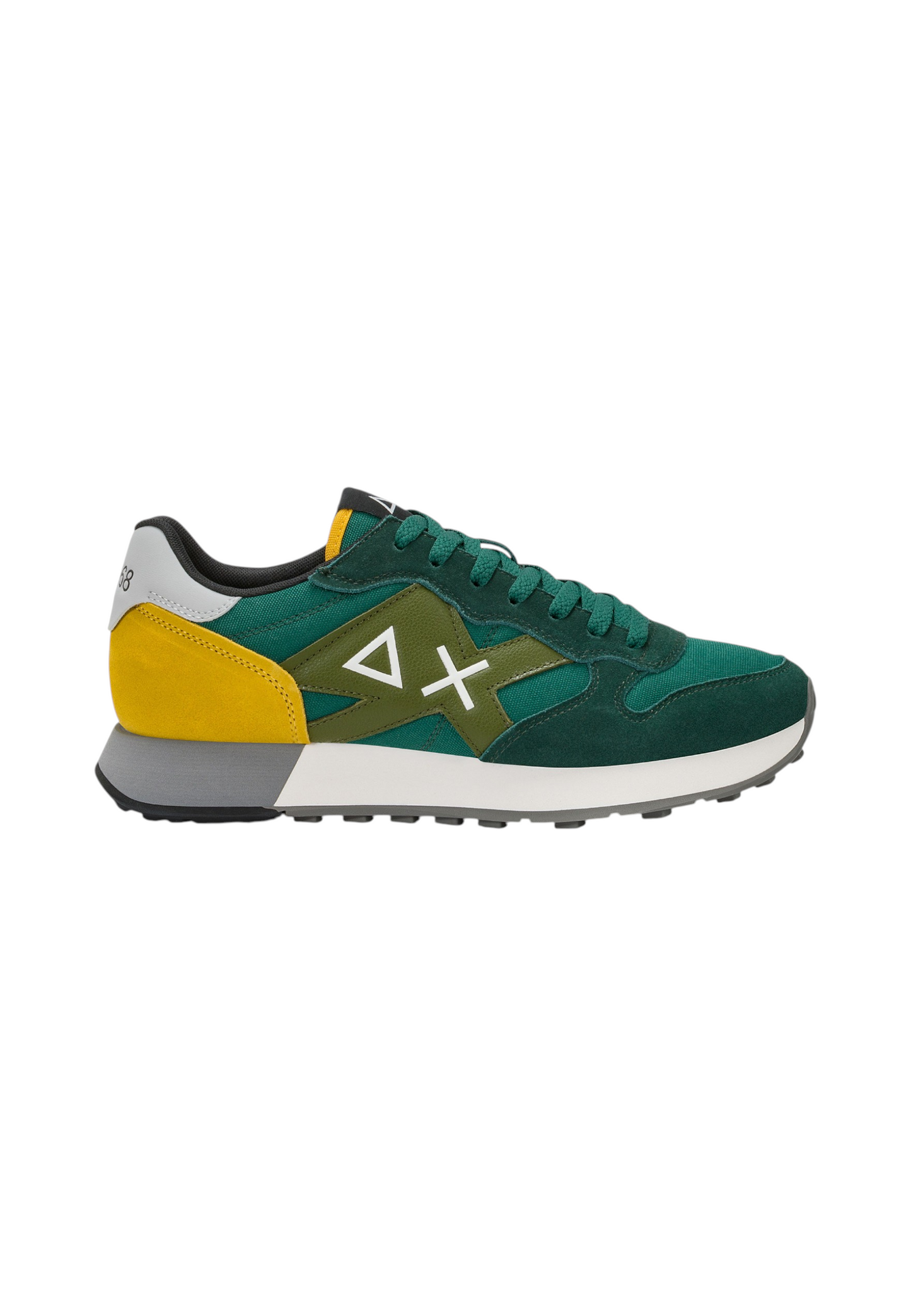 Sneakers Basse Uomo Sun68 Stile Running, Nylon E Suede, Maxi Logo Ricamato, Dettagli A Contrasto Jaki 2.0 Solid Z46121