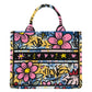 Borsa A Mano Donna Braccialini A Bauletto, Doppio con tracolla removibile e regolabile, Con pochette interna removibile, Stampa graffiti ispirata alla street art, Dimensioni: 26.5 x 13 x 21 Cm Queen B19281TY