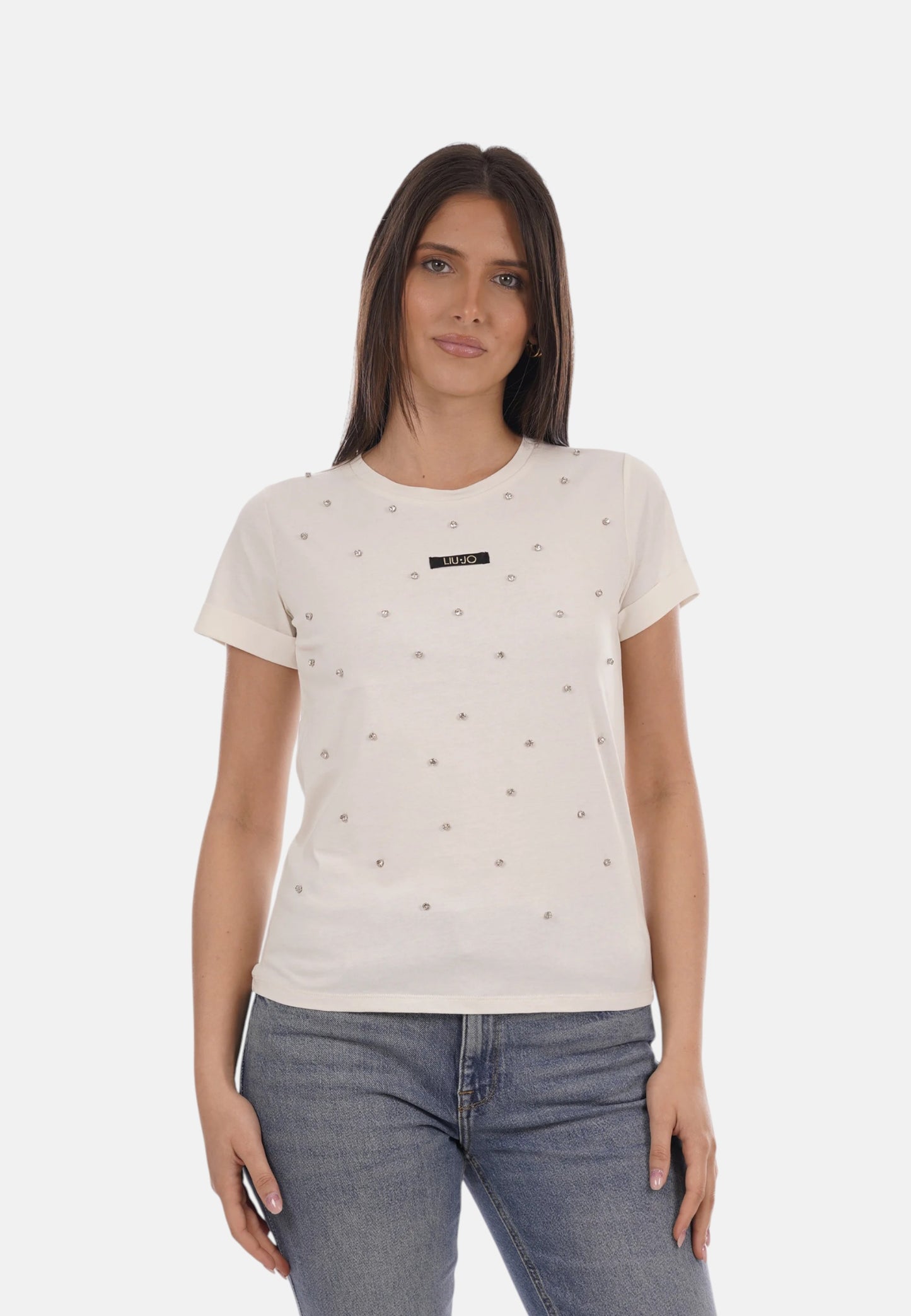 T-Shirt Manica Corta Donna Liu Jo Strass Eco Line TA6157JS923