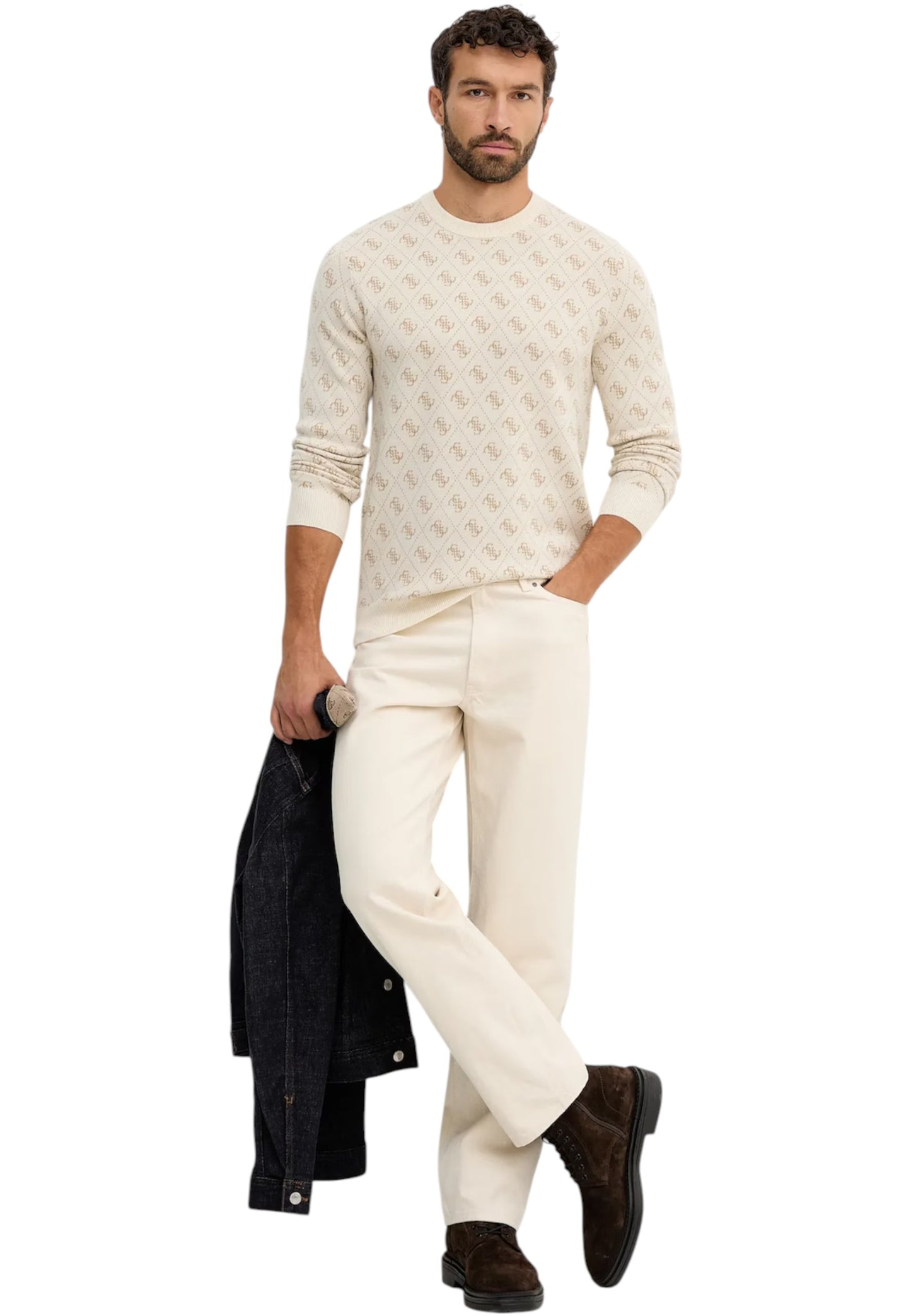 Maglione A Girocollo Uomo Guess  Humbert 4G Logo M5YR10Z3OE2