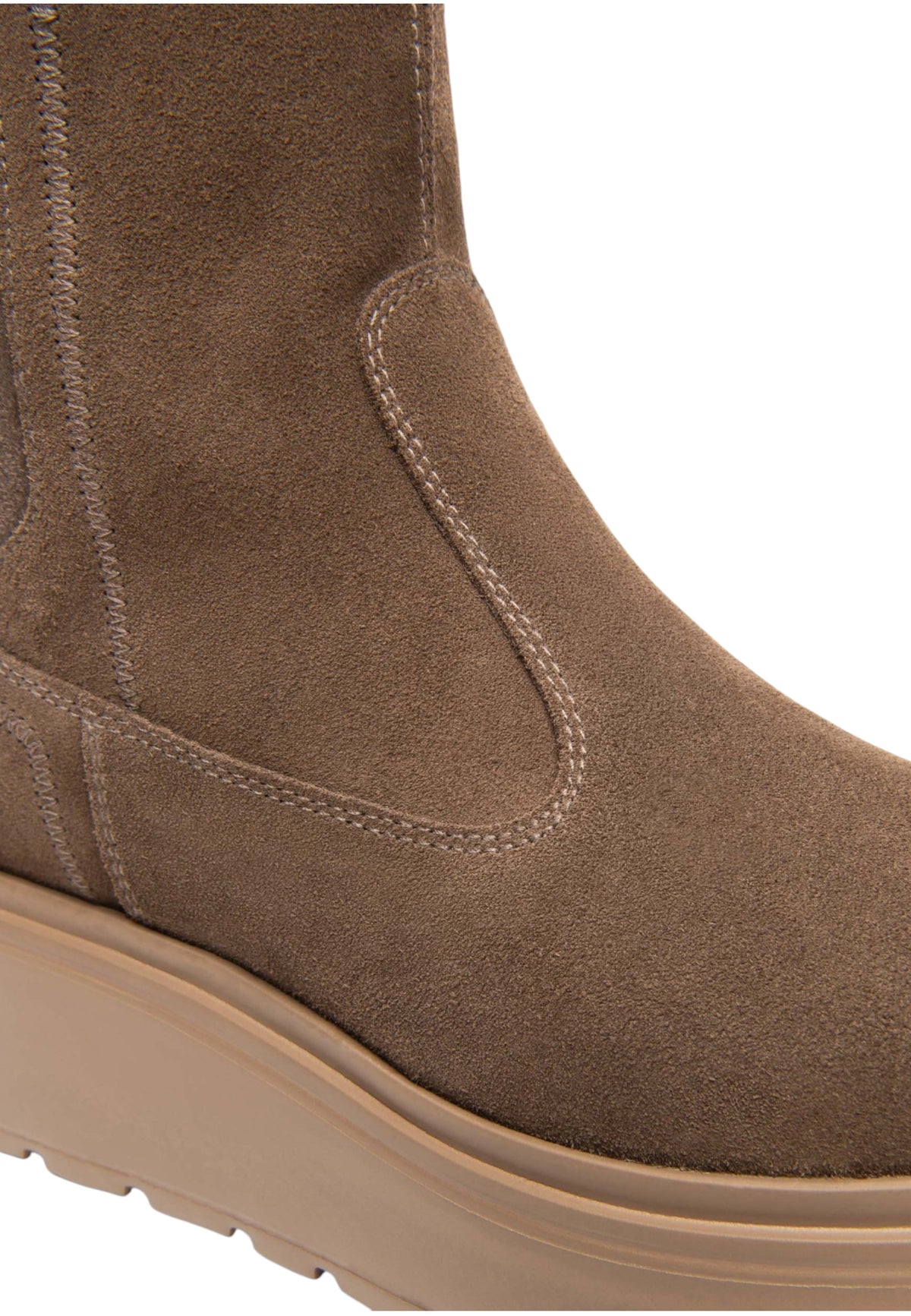 Stivaletti Chelsea Donna Nero Giardini Tomaia in pelle scamosciata e tessuto, gambale morbido, chiusura laterale con zip, suola platform, Made in Italy  I618111D