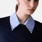 Maglia A Girocollo Donna Liu Jo Con Colletto A Camicia A Contrasto  WF6452MA16R