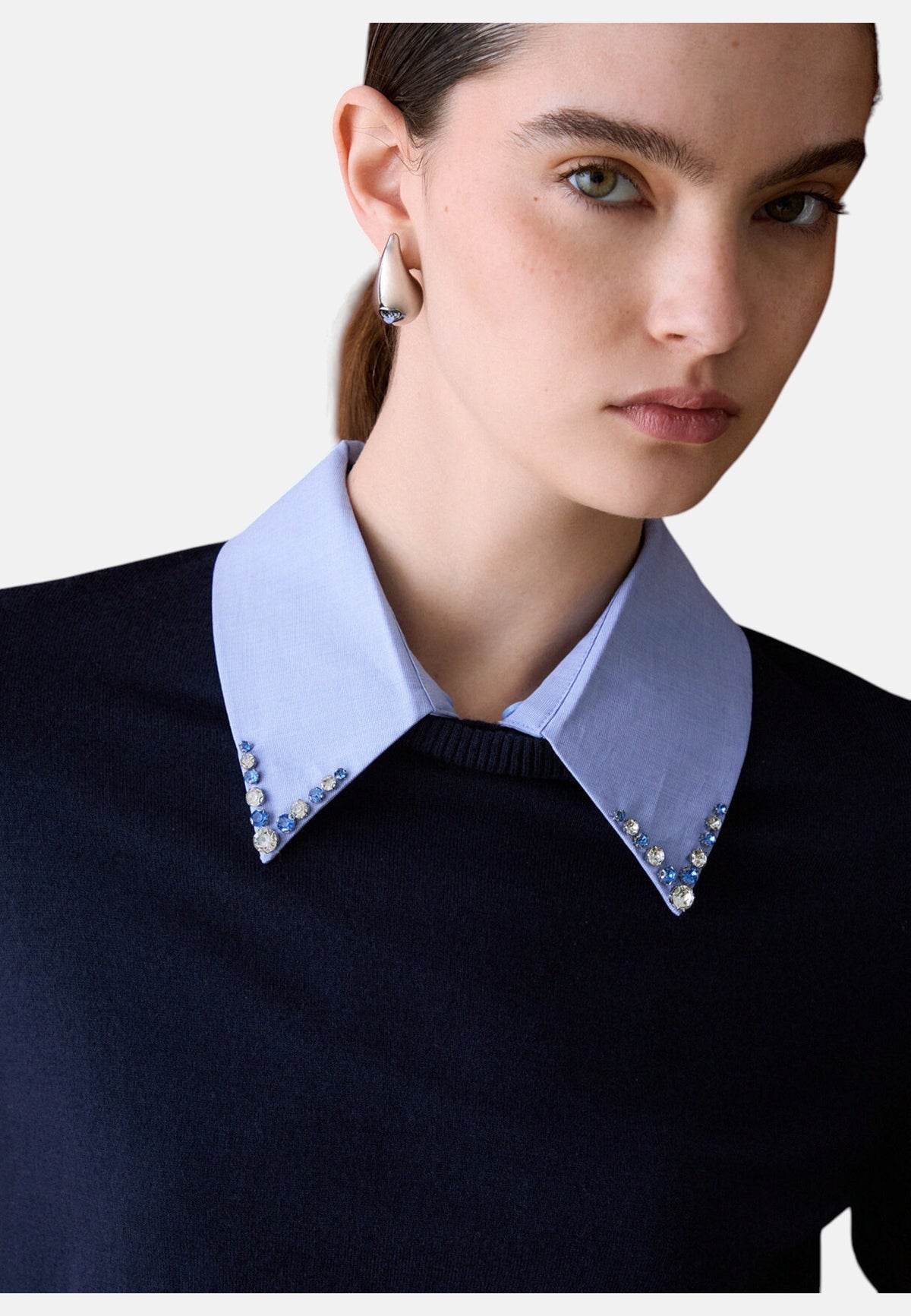 Maglia A Girocollo Donna Liu Jo Con Colletto A Camicia A Contrasto  WF6452MA16R