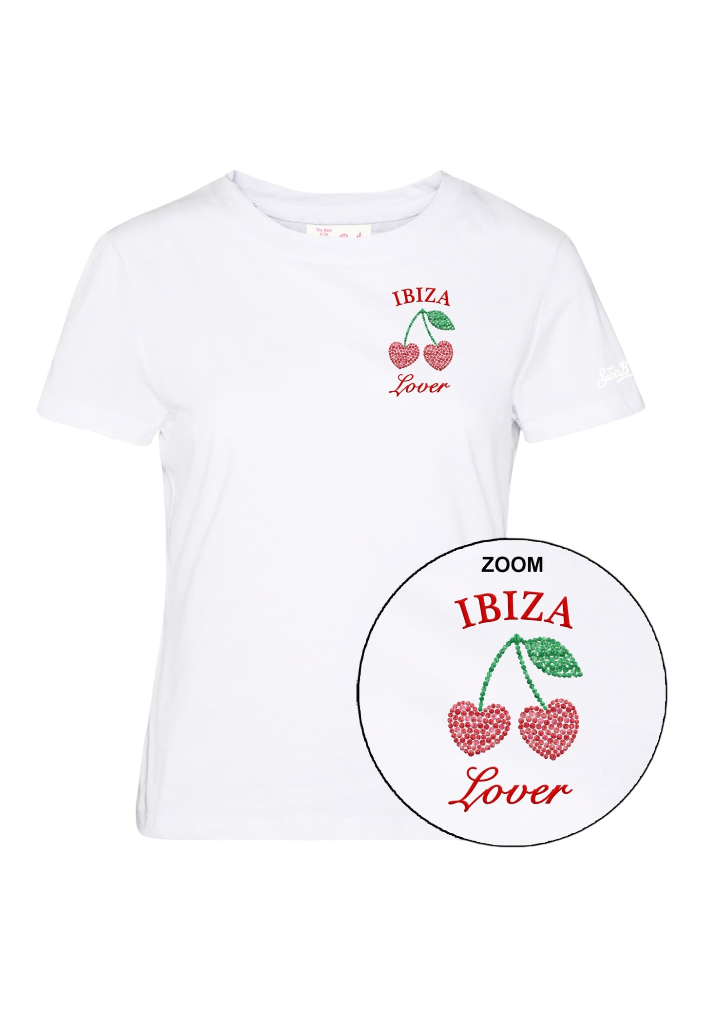 T-Shirt Manica Corta Donna Mc2 Saint Barth Ibiza Lover Strass Emb Emilie EMI0001