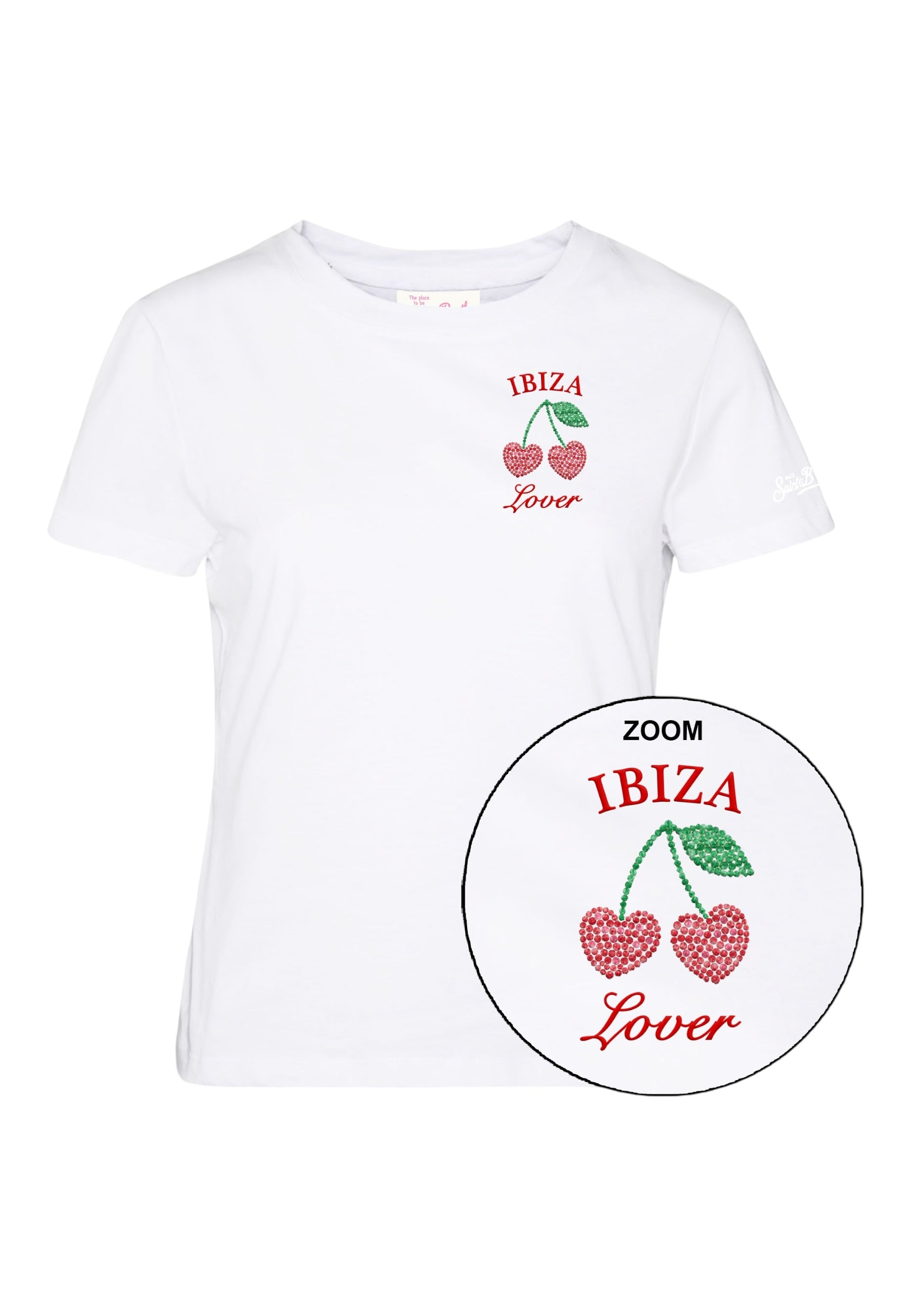 T-Shirt Manica Corta Donna Mc2 Saint Barth Ibiza Lover Strass Emb Emilie EMI0001