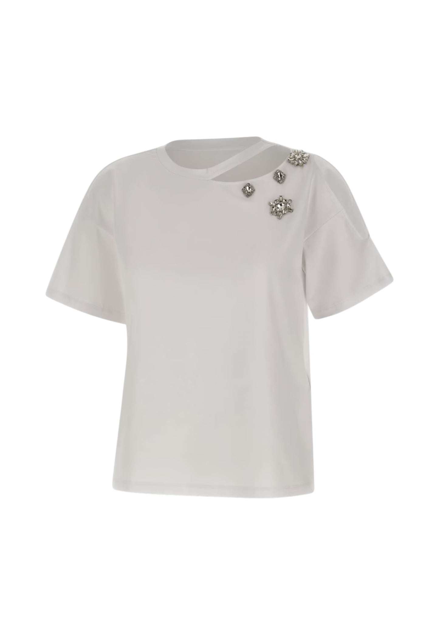 T-Shirt Manica Corta Donna Liu Jo Con Patch Strass Eco Line CA6160JS088