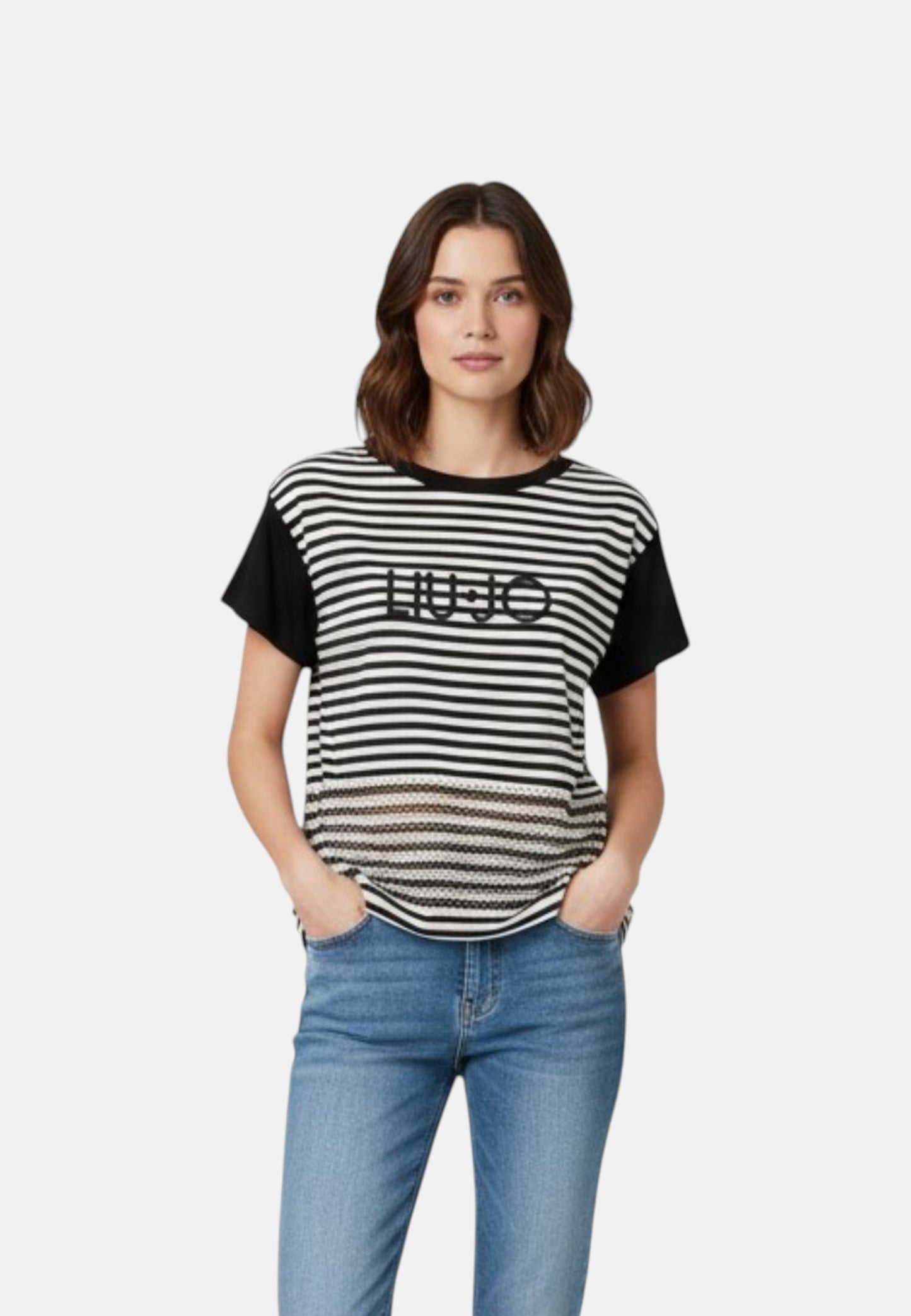T-Shirt Manica Corta Donna Liu Jo Jersey Rigato  VA6039J3908