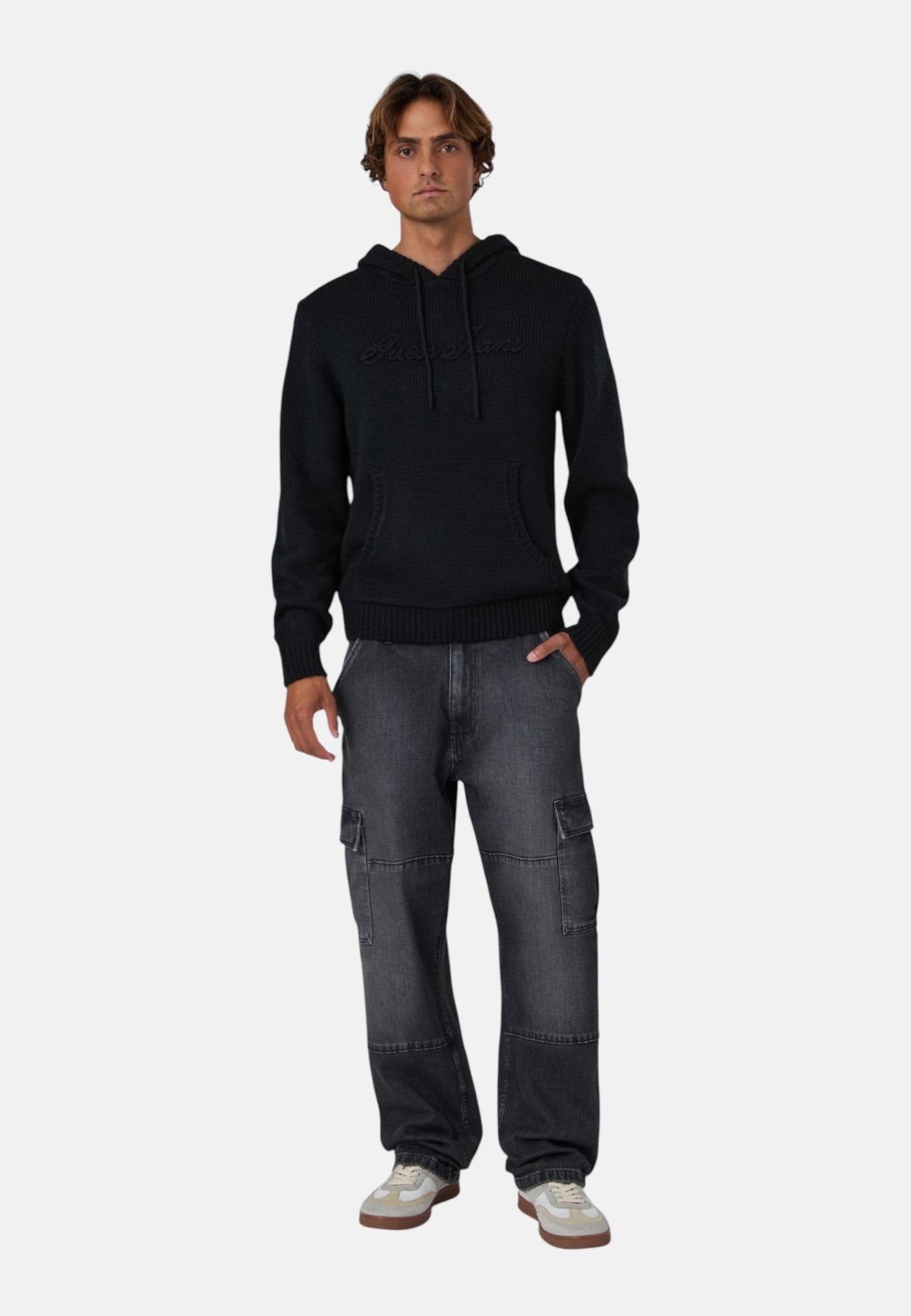 Felpa Con Cappuccio Uomo Guess Logo ricamato Gj M6BR08Z1231