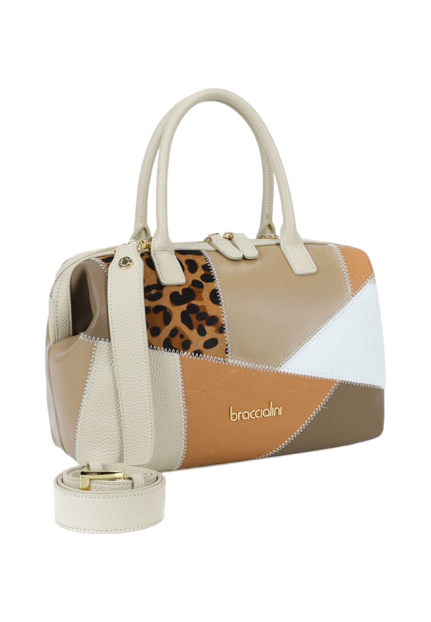 Borsa A Mano Donna Braccialini Bauletto In Pelle Patchwork B19072PP