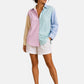 Camicia Manica lunga Donna Mc2 Saint Barth Seersucker Stripes V Mix Emb Cristal CYS0001