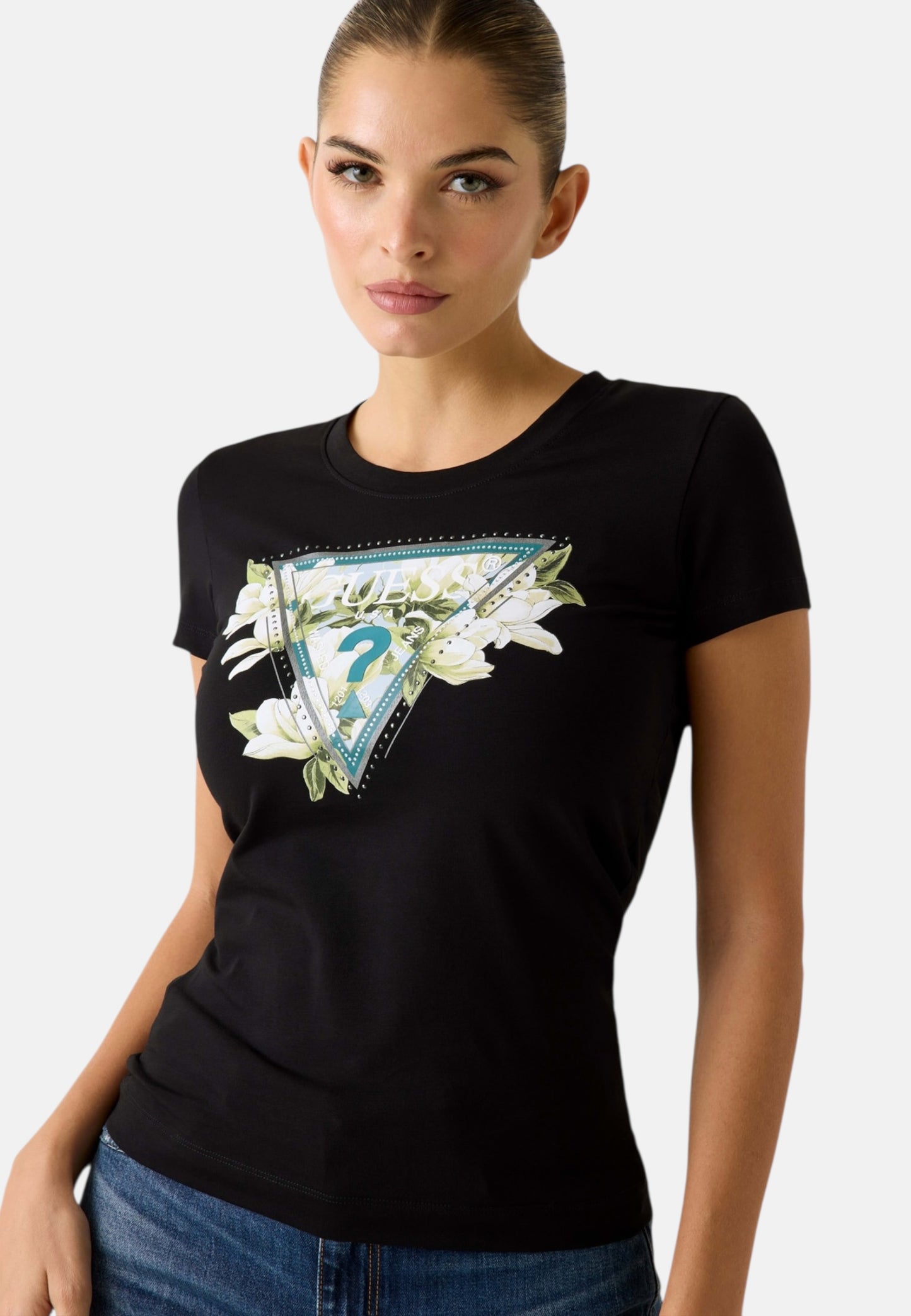 T-Shirt Manica Corta Donna Guess  Camelia Triangle W6RI35J1314