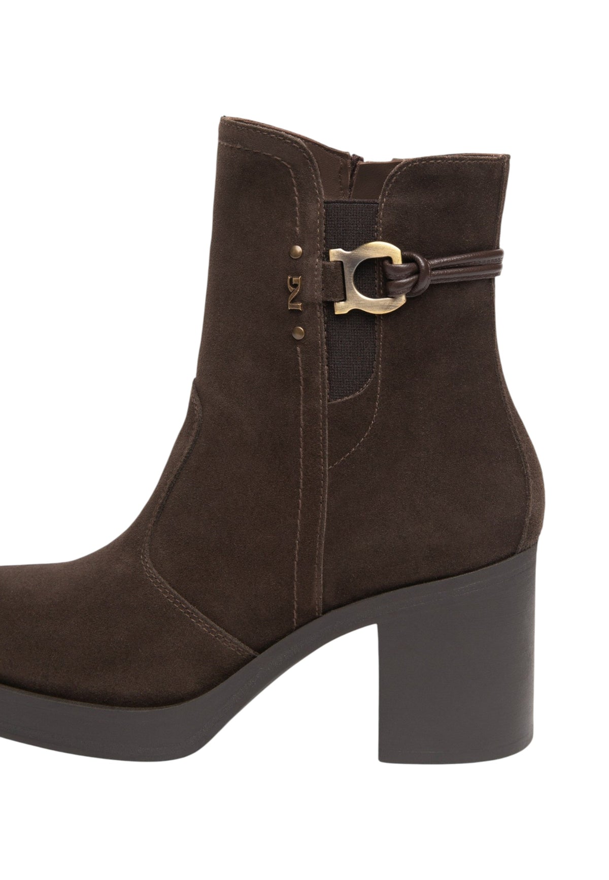 Stivaletti Con Tacco Donna Nero Giardini Tomaia in pelle e pelle scamosciata, gambale alto, morsetto decorativo, chiusura laterale con zip, tacco largo, Made in Italy  I617930D