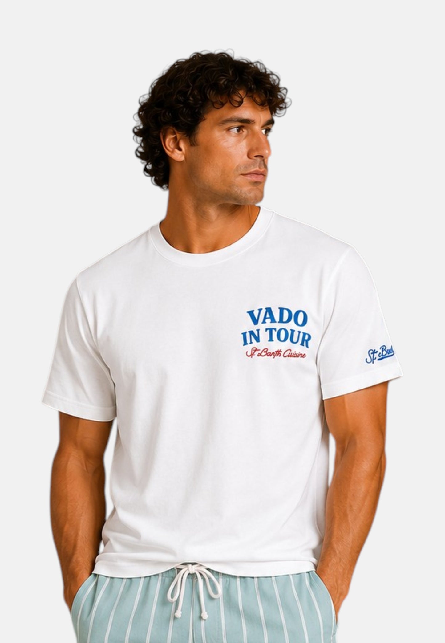 T-Shirt Manica Corta Uomo Mc2 Saint Barth Stampa/Ricamo Fronte E Retro Vado In Tour Portland PRL0002