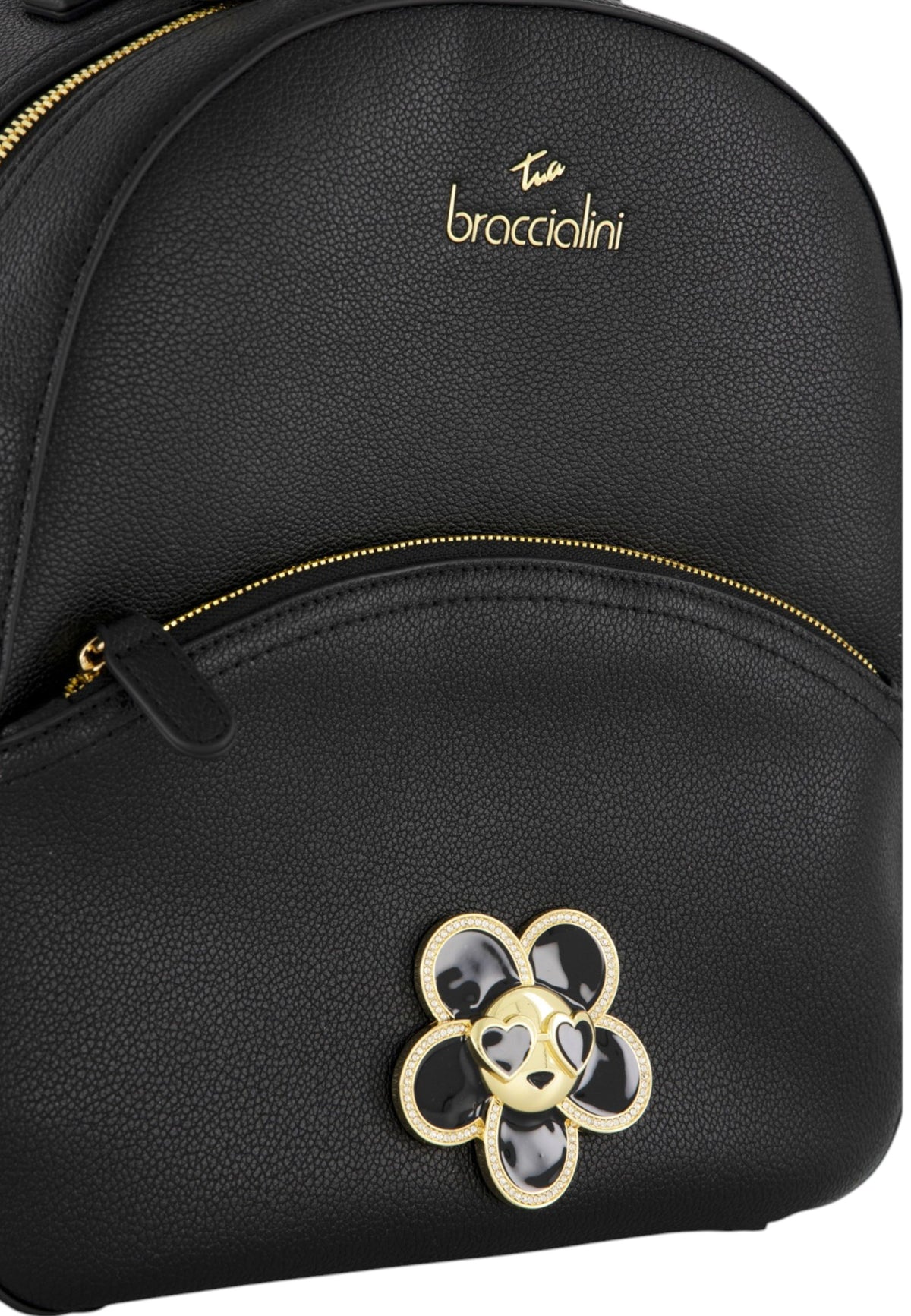 Zaino  Donna Braccialini Zaino compatto, Singolo con tracolle regolabili, Chiusura con zip, Una tasca interna portacellulare, Charm gioiello a forma di margherita, Dimensioni: 27 x 11 x 31 Cm Amy Bijoux B19214YY