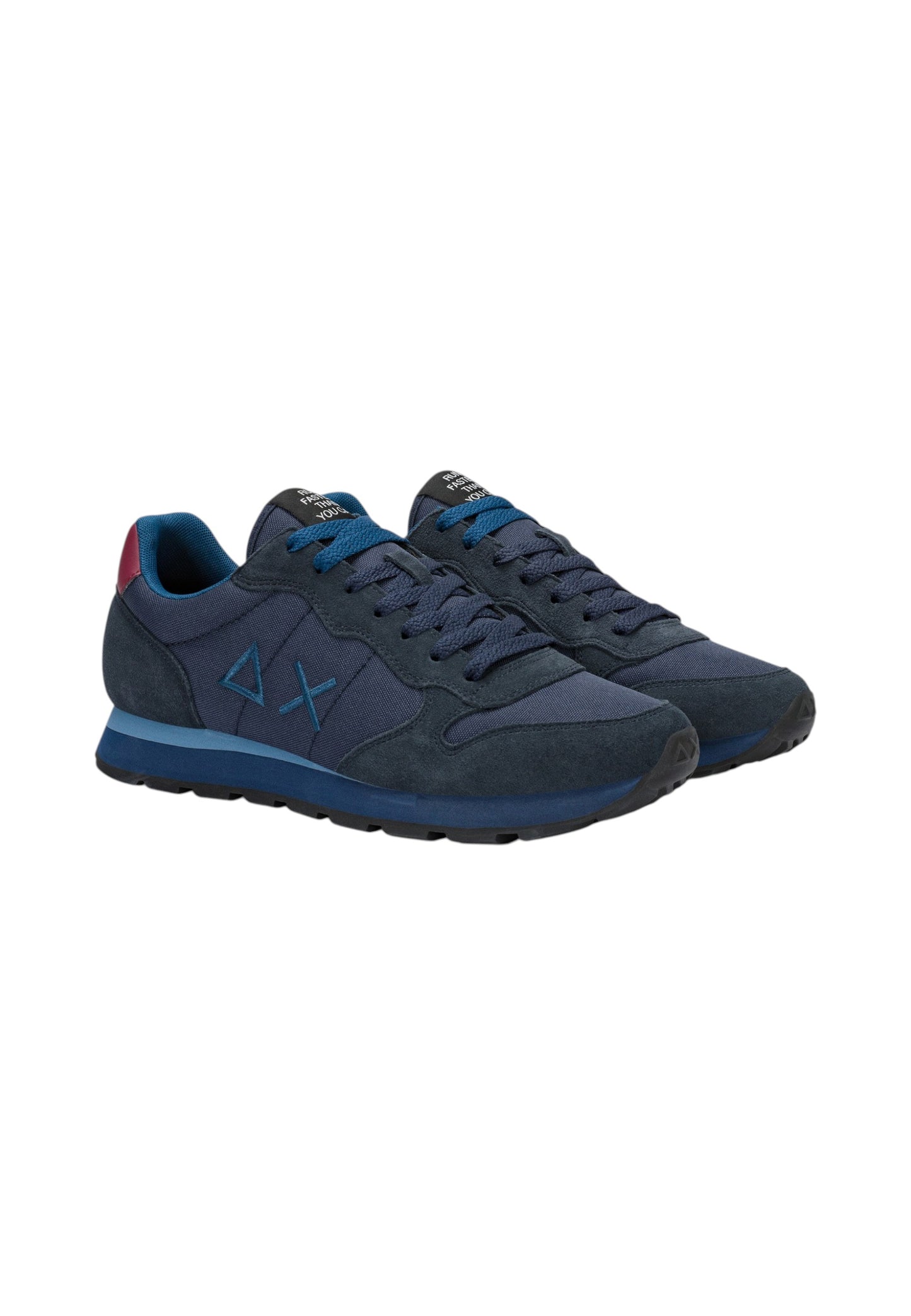 Sneakers Basse Uomo Sun68 Stile Running, Logo Ricamato, Nylon E Suede Tom Solid Z46101