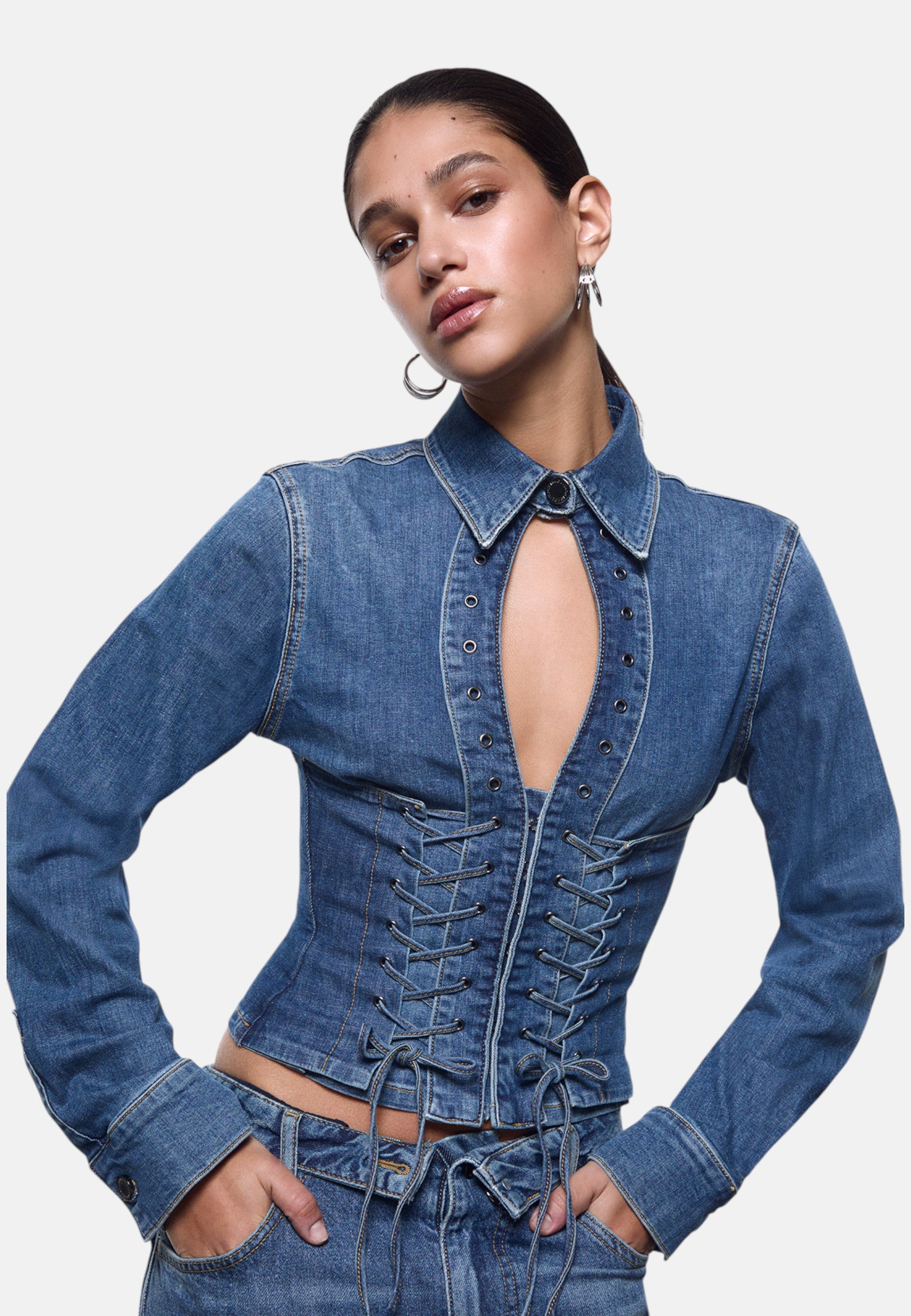 Camicia Manica lunga Donna Liu Jo In Denim Con Stringhe Liu Jo feat ELODIE UA6507D0399